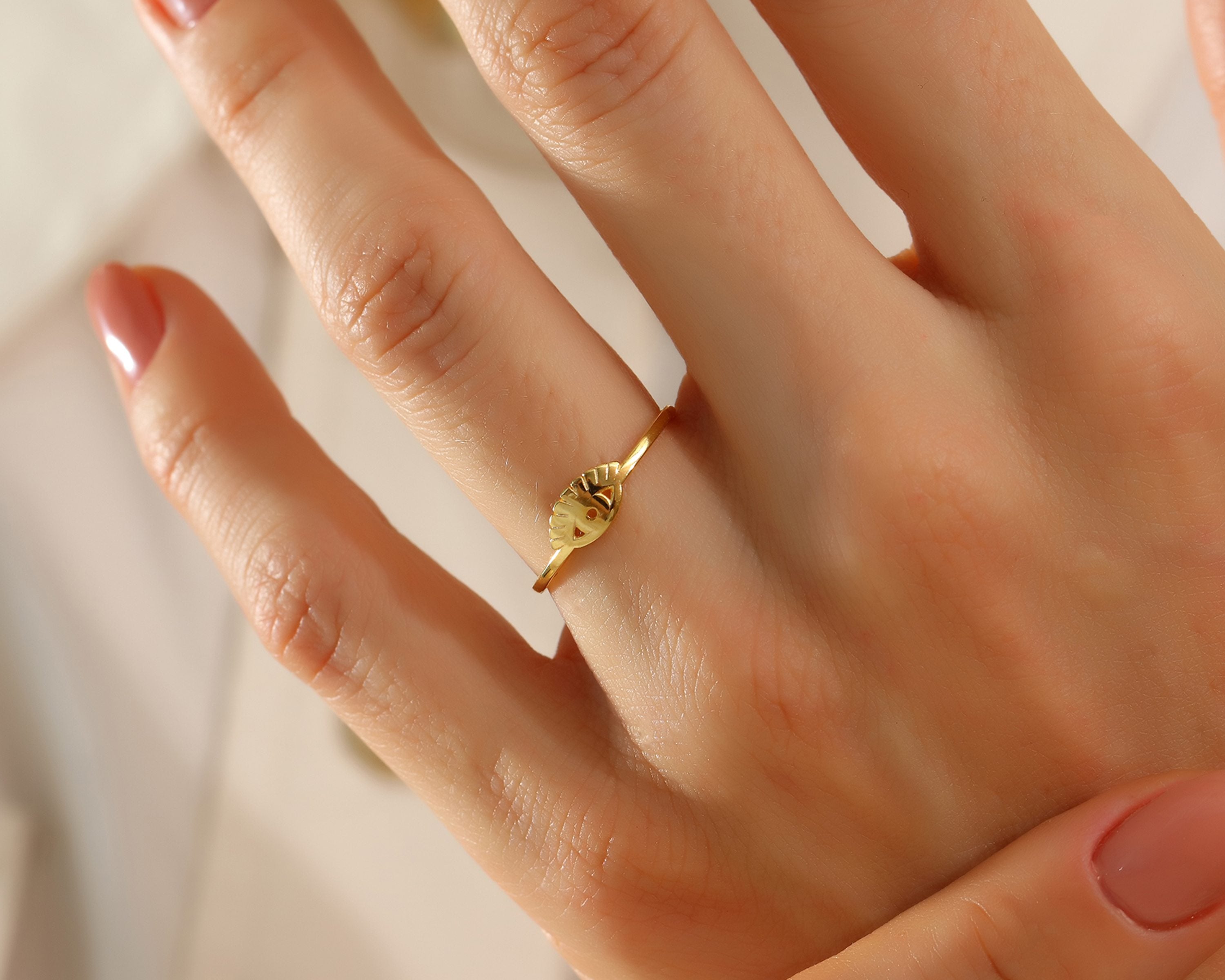VIECLAT Gold Evil Eye Ring Closeup