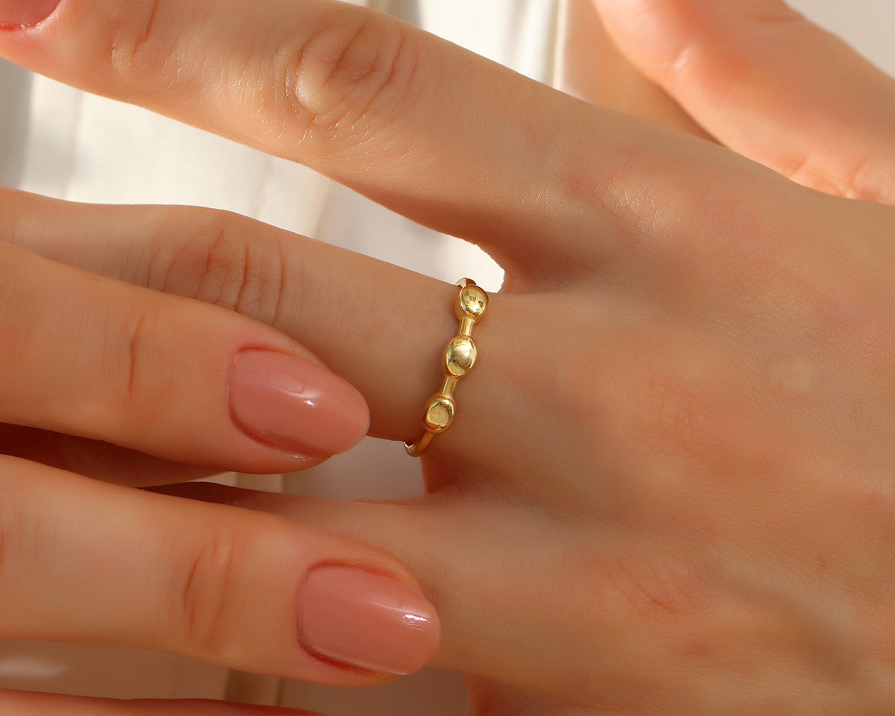 VIECLAT Gold Three Bead Stacking Ring