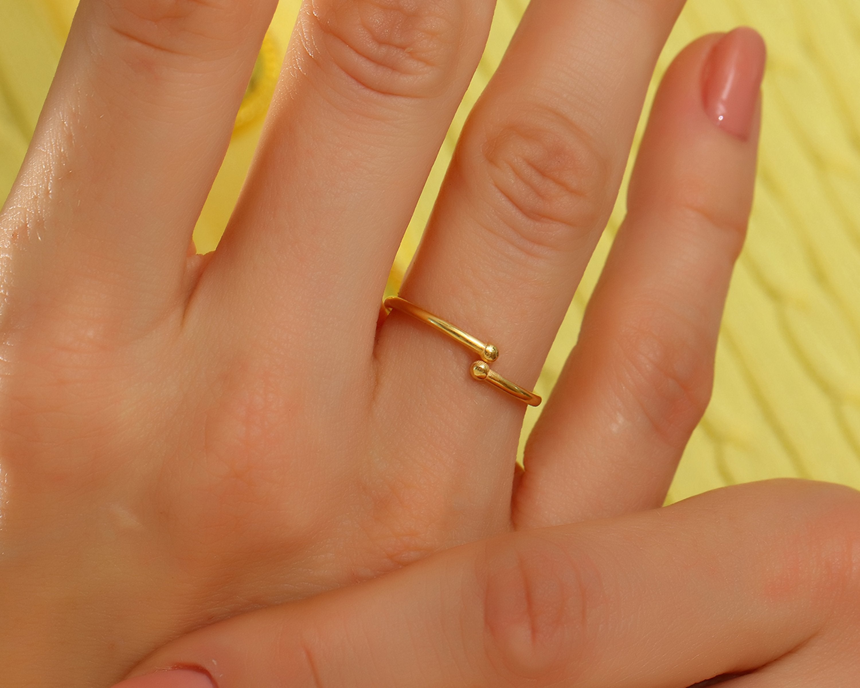 VIECLAT Gold Open Double Ball Ring