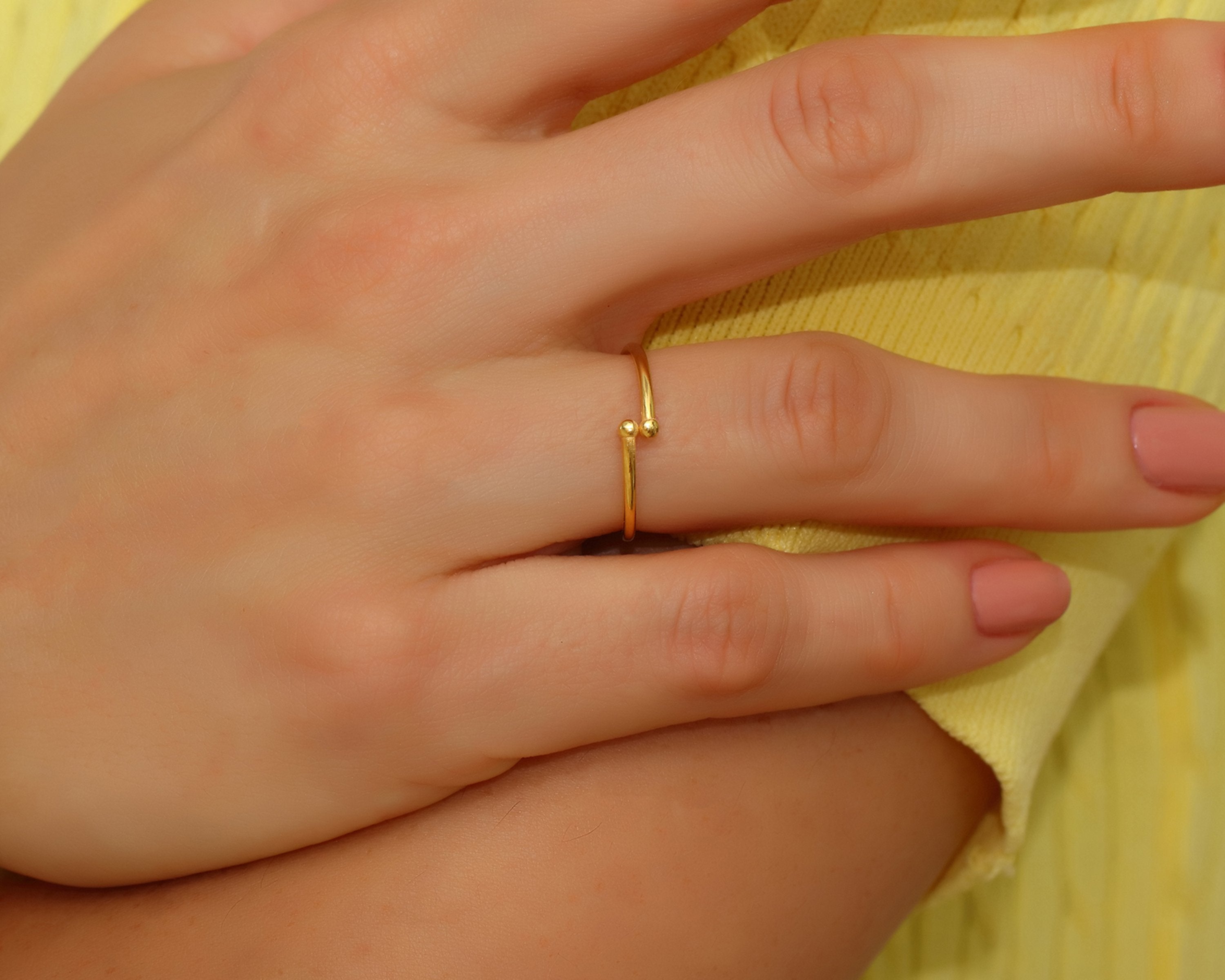 VIECLAT Gold Open Double Ball Ring