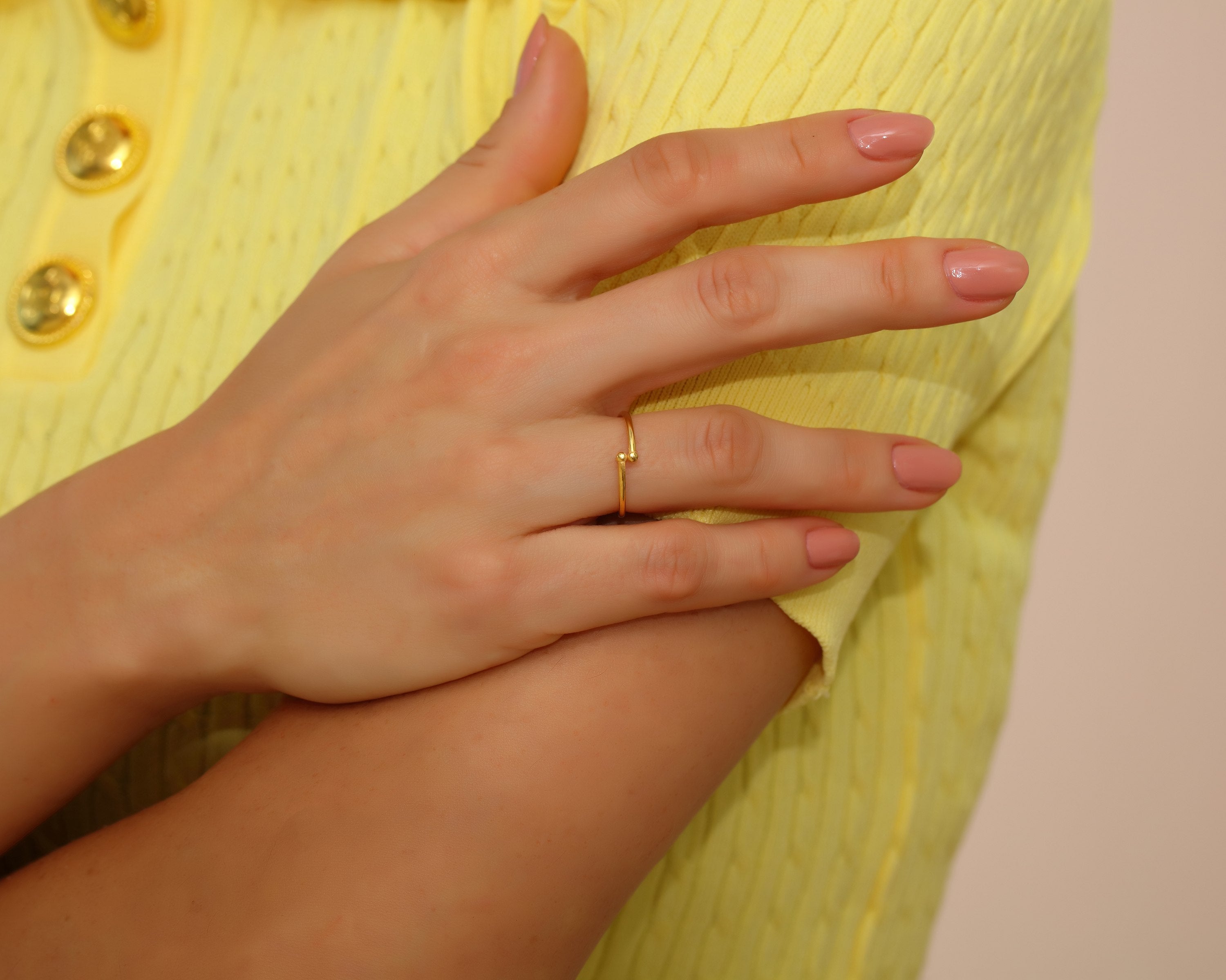 VIECLAT Gold Open Double Ball Ring