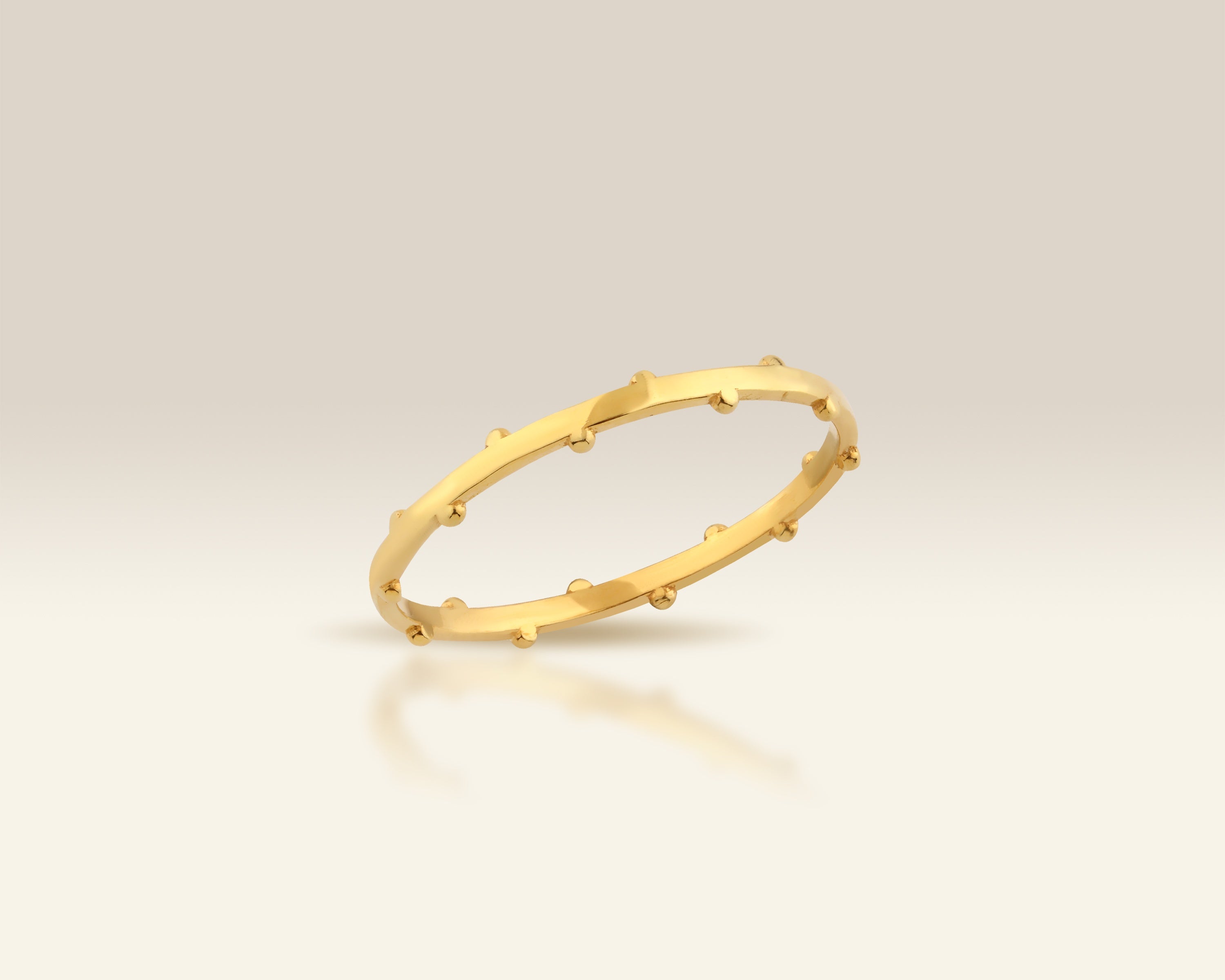 VIECLAT Gold Beaded Stackable Thin Band Ring