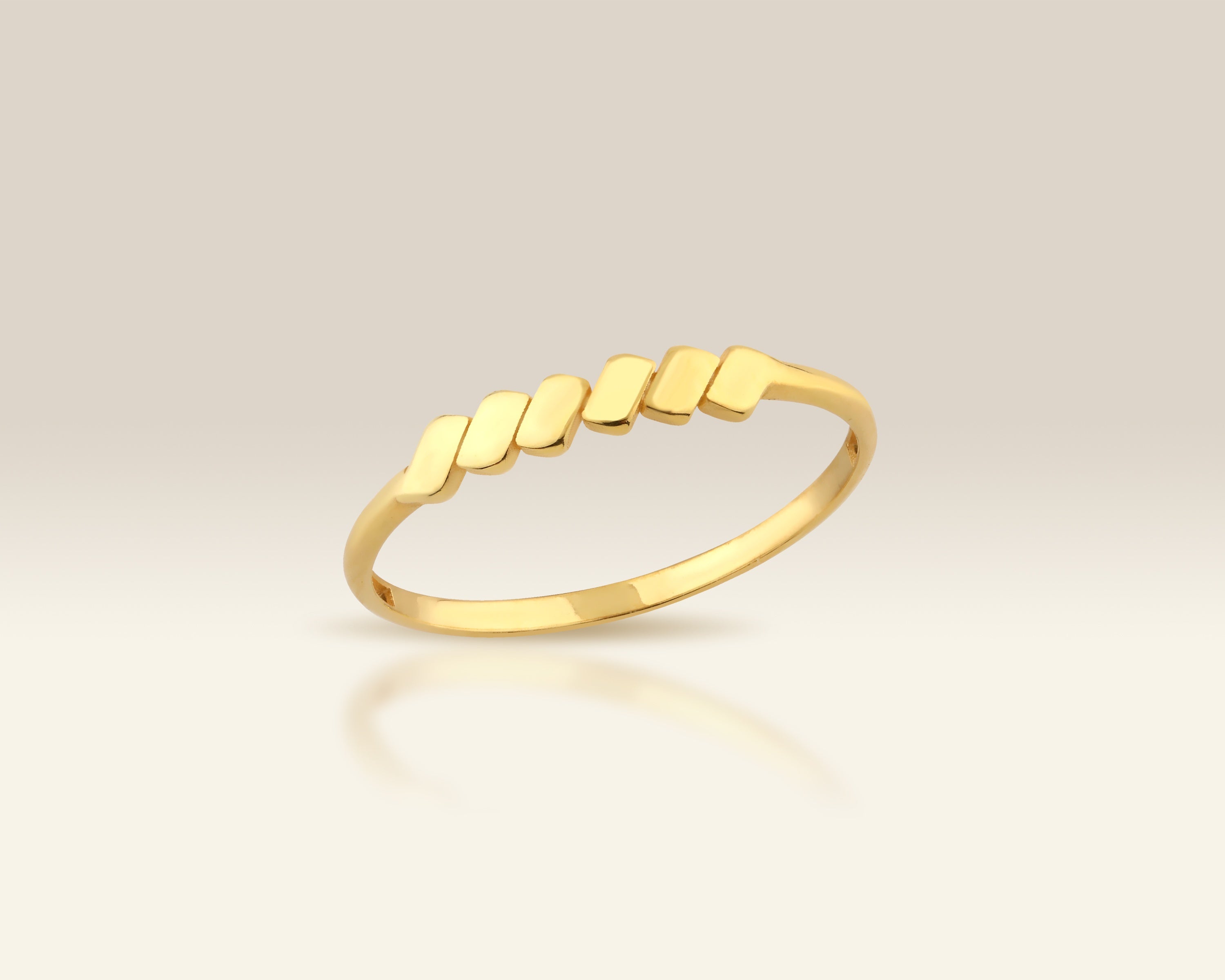 VIECLAT Solid Yellow Gold Slanted Bar Stacking Ring