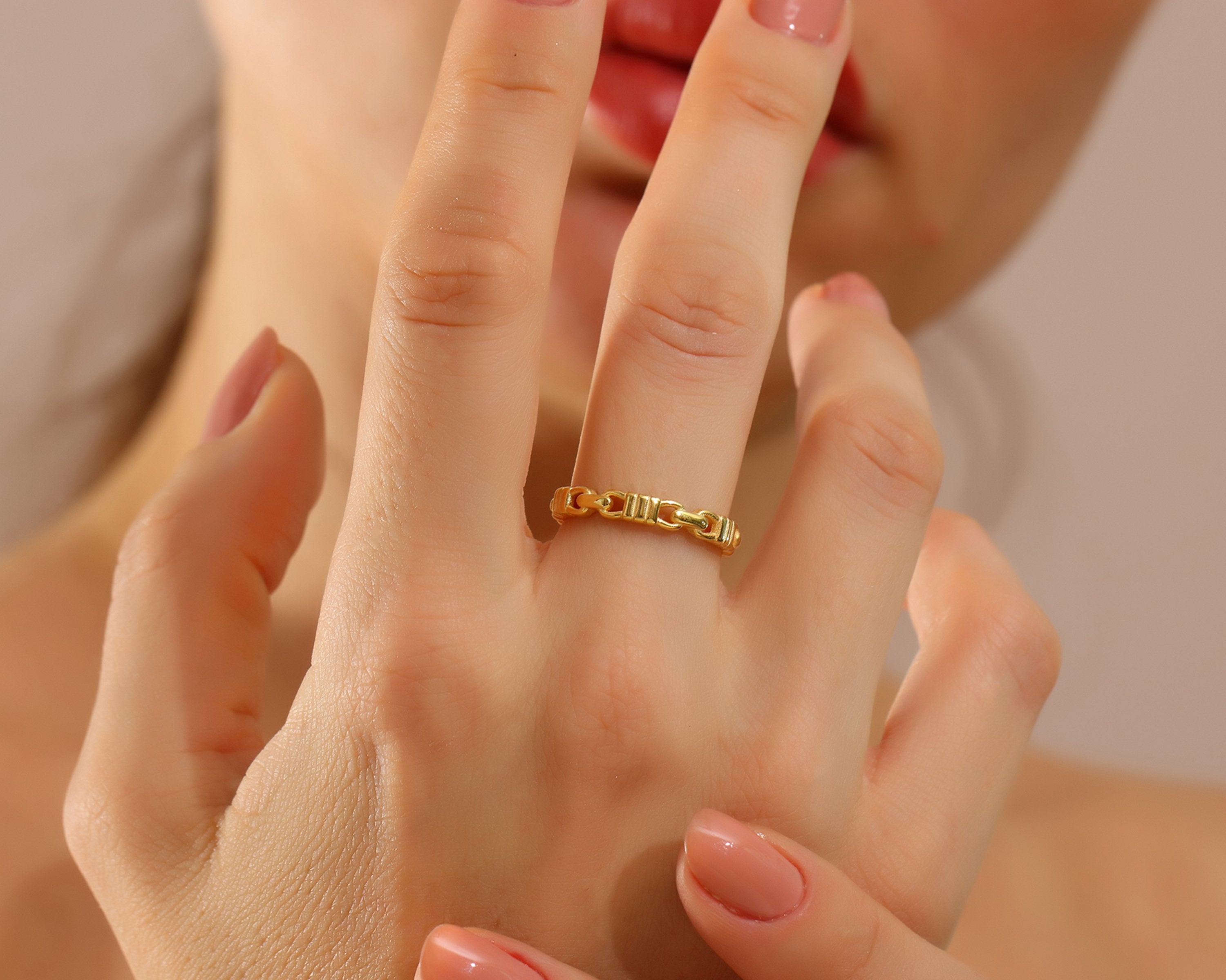 VIECLAT Gold Chain Link Band Ring