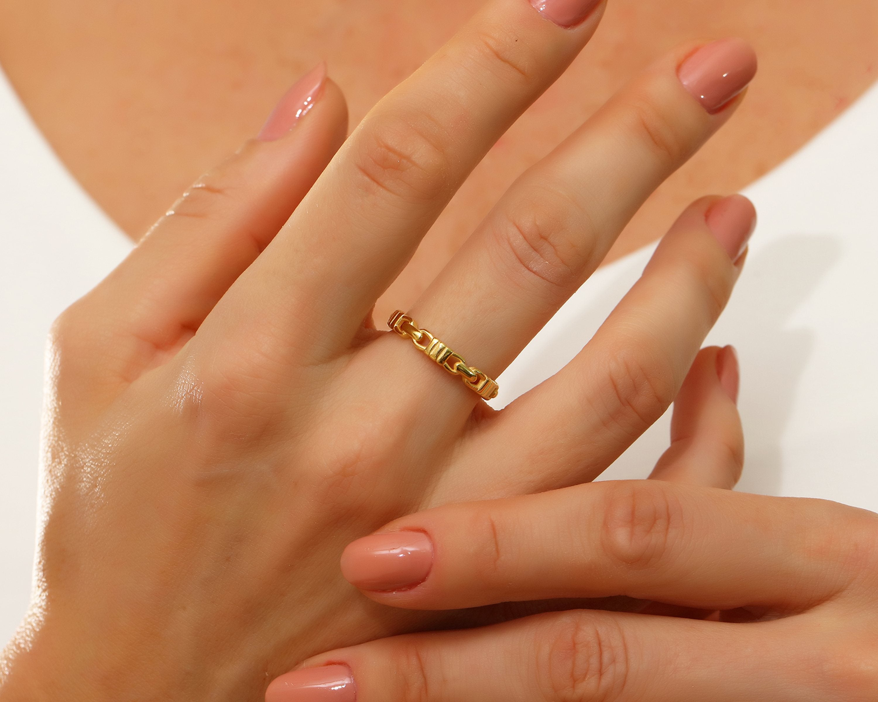 VIECLAT Gold Chain Link Band Ring