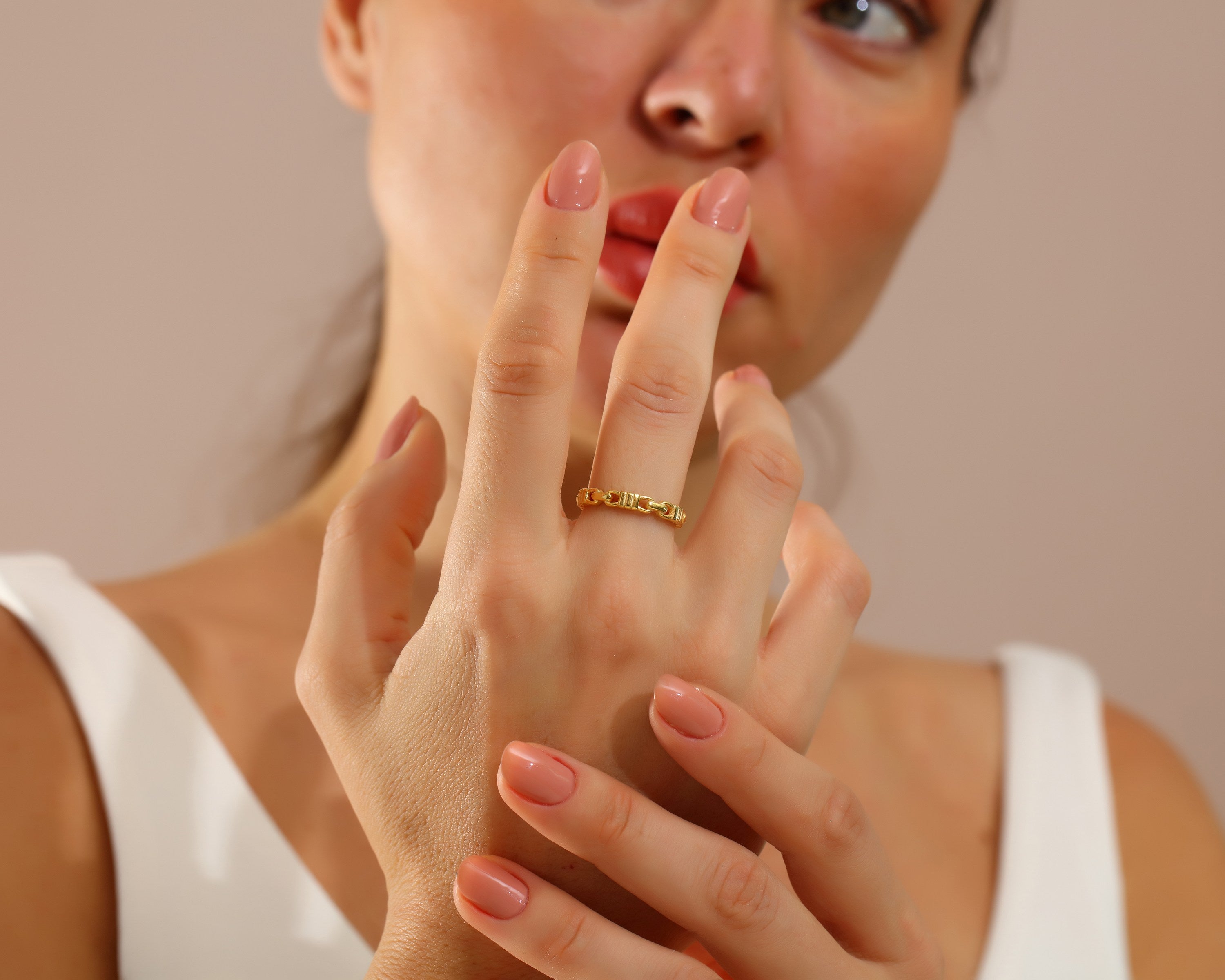 VIECLAT Gold Chain Link Band Ring