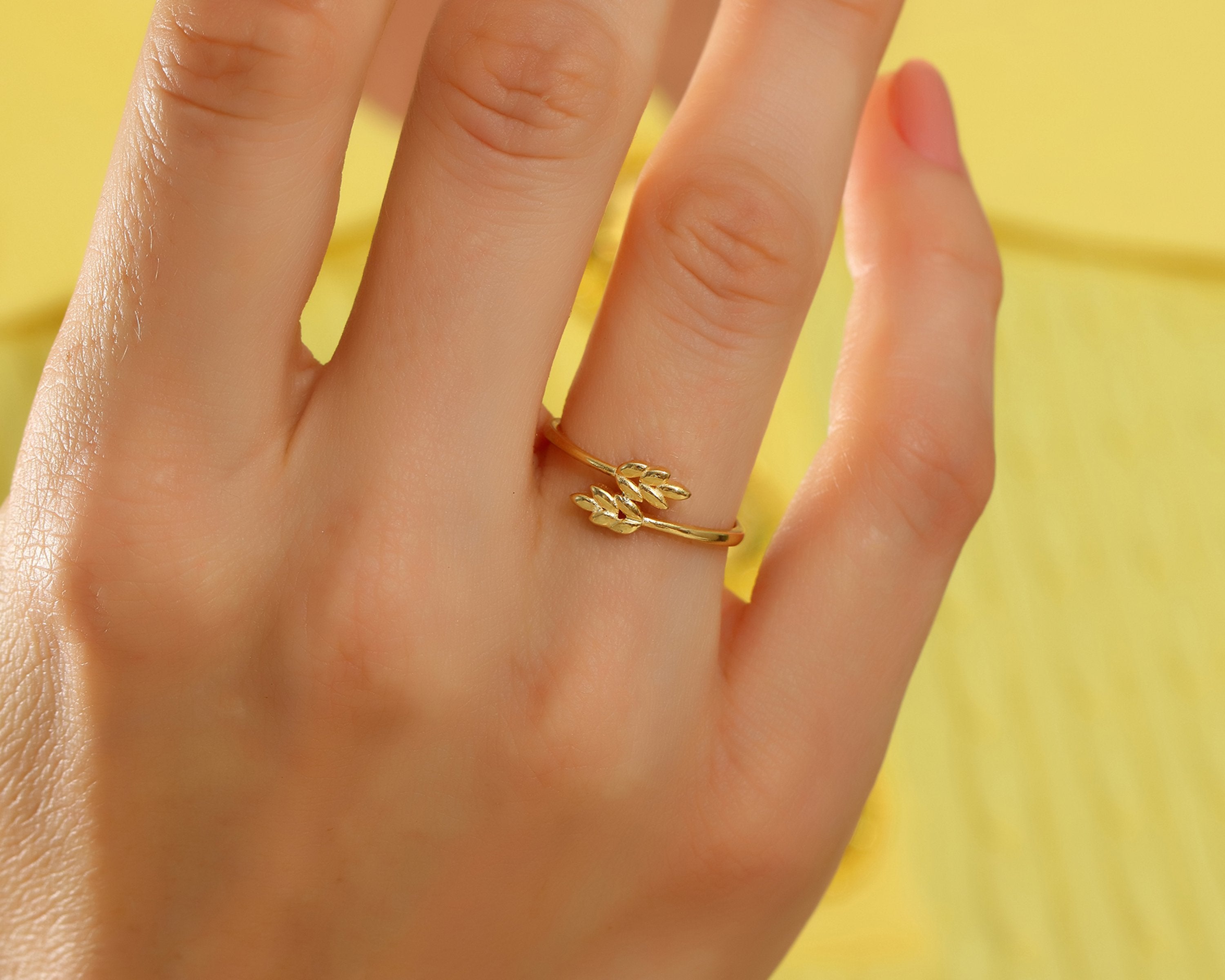VIECLAT Gold Wheat Leaf Adjustable Ring
