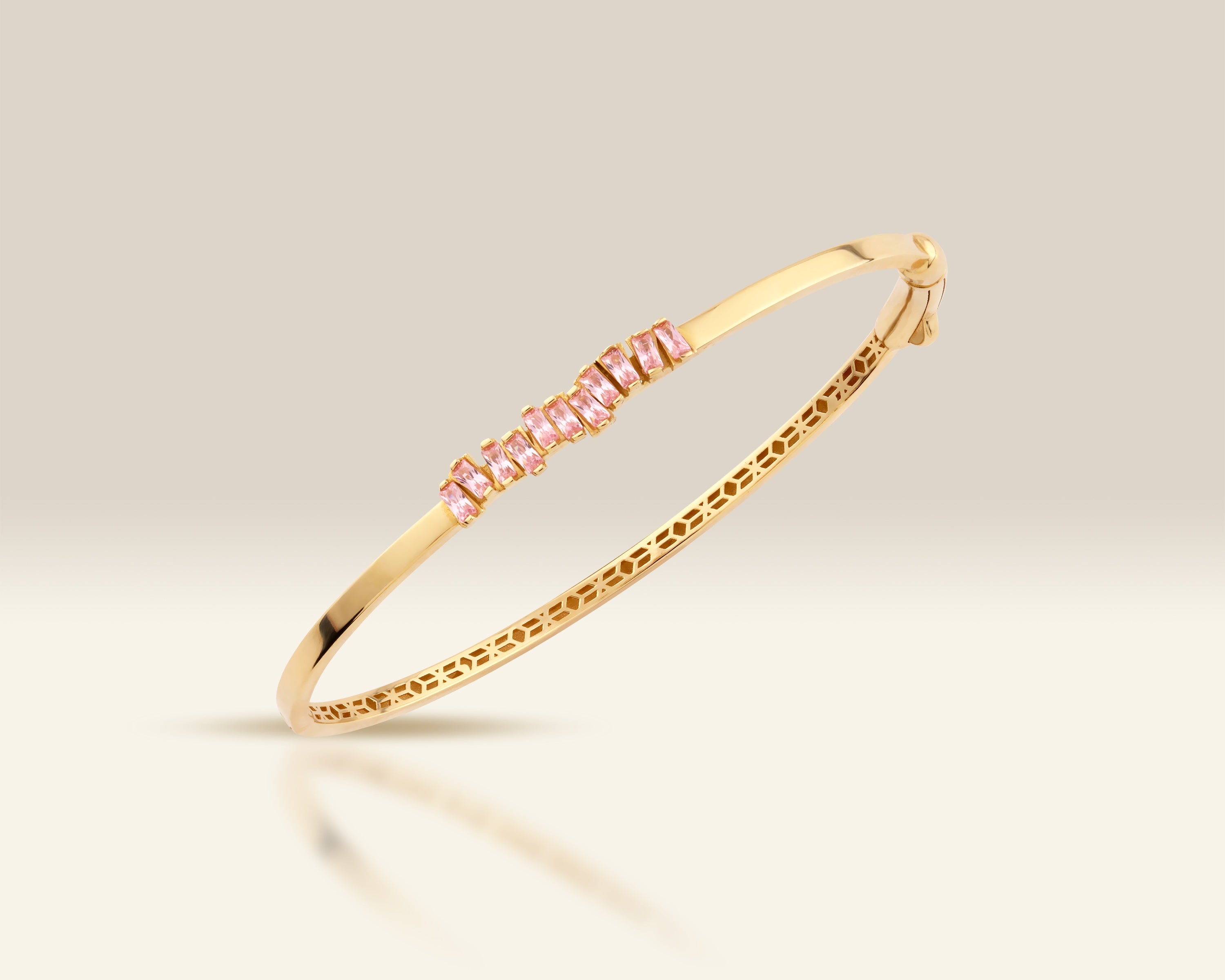 VIECLAT Gold Pink Baguette Bangle Bracelet