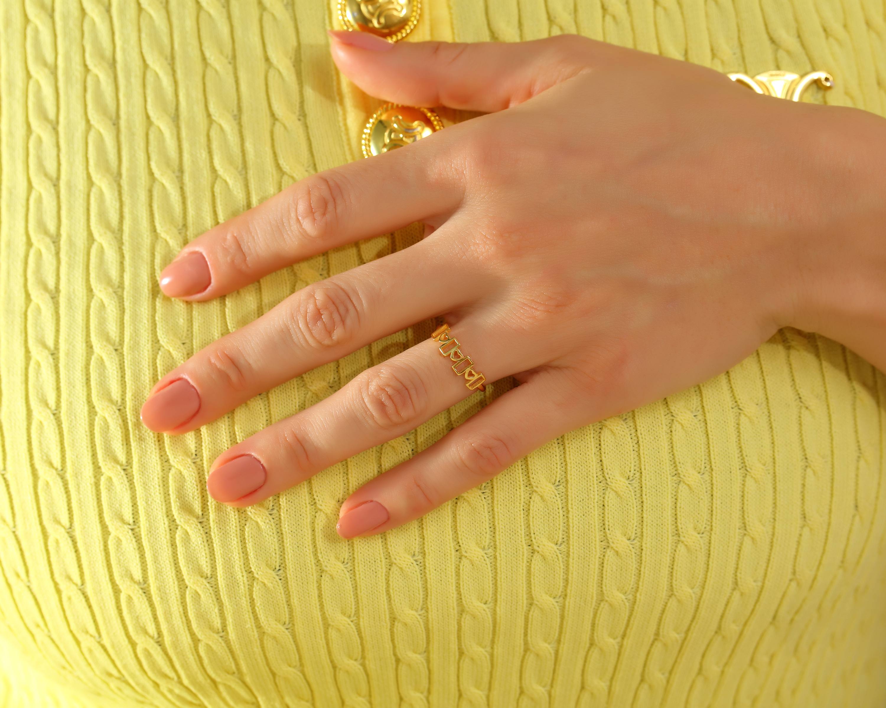 VIECLAT Gold Heart Rectangle Band Ring