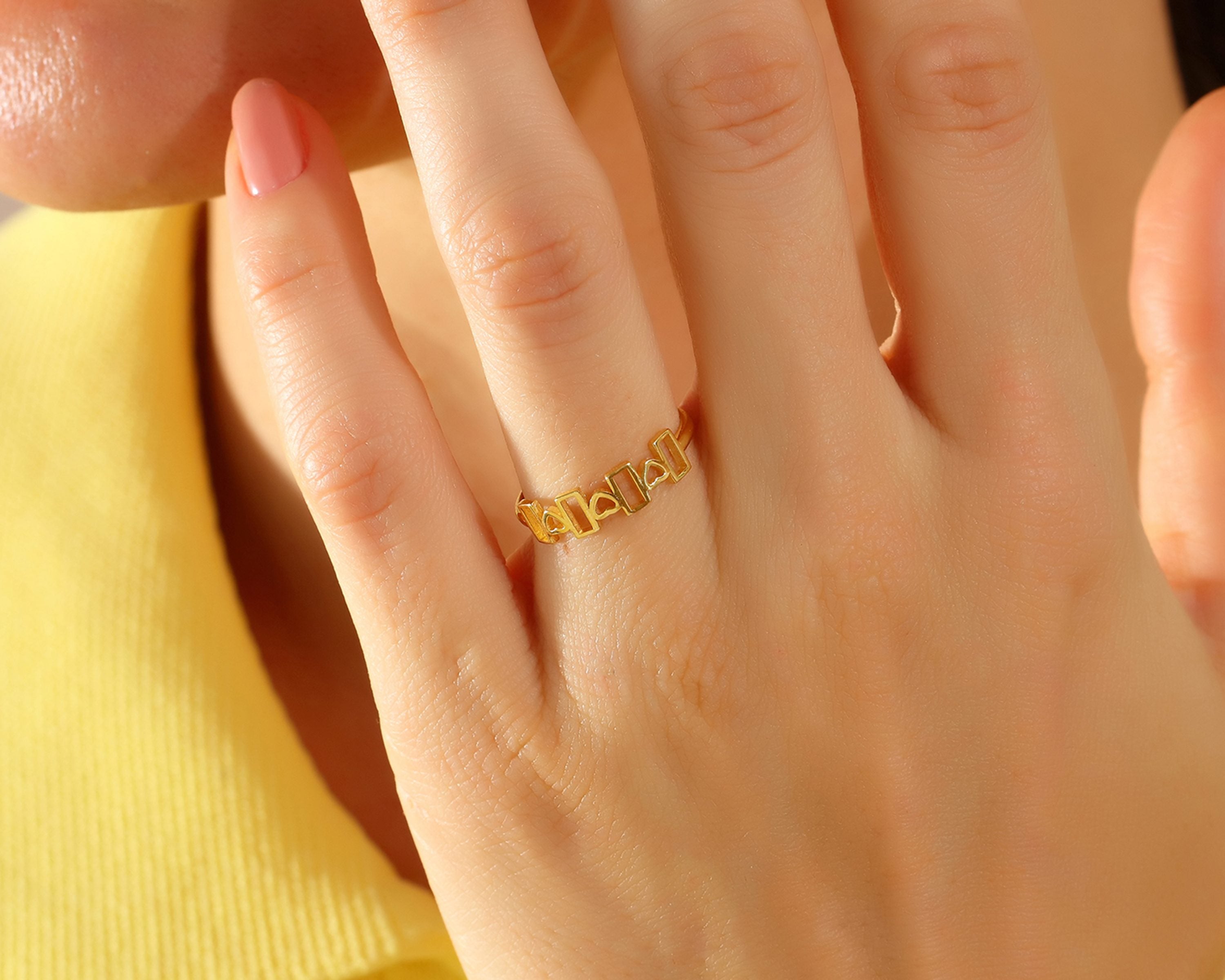 VIECLAT Gold Heart Rectangle Stacking Ring