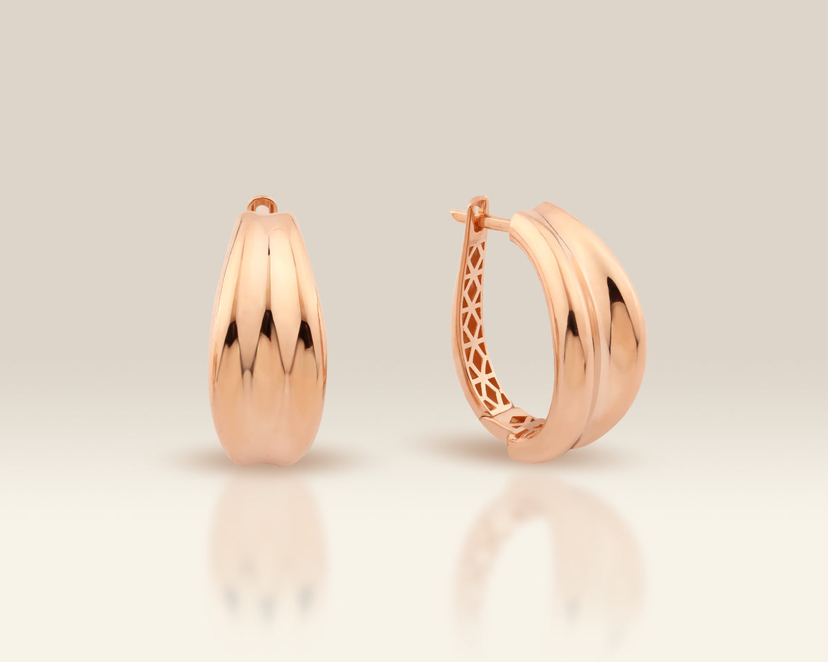 VIECLAT Solid Rose Gold Chunky Dome Hoop Earrings