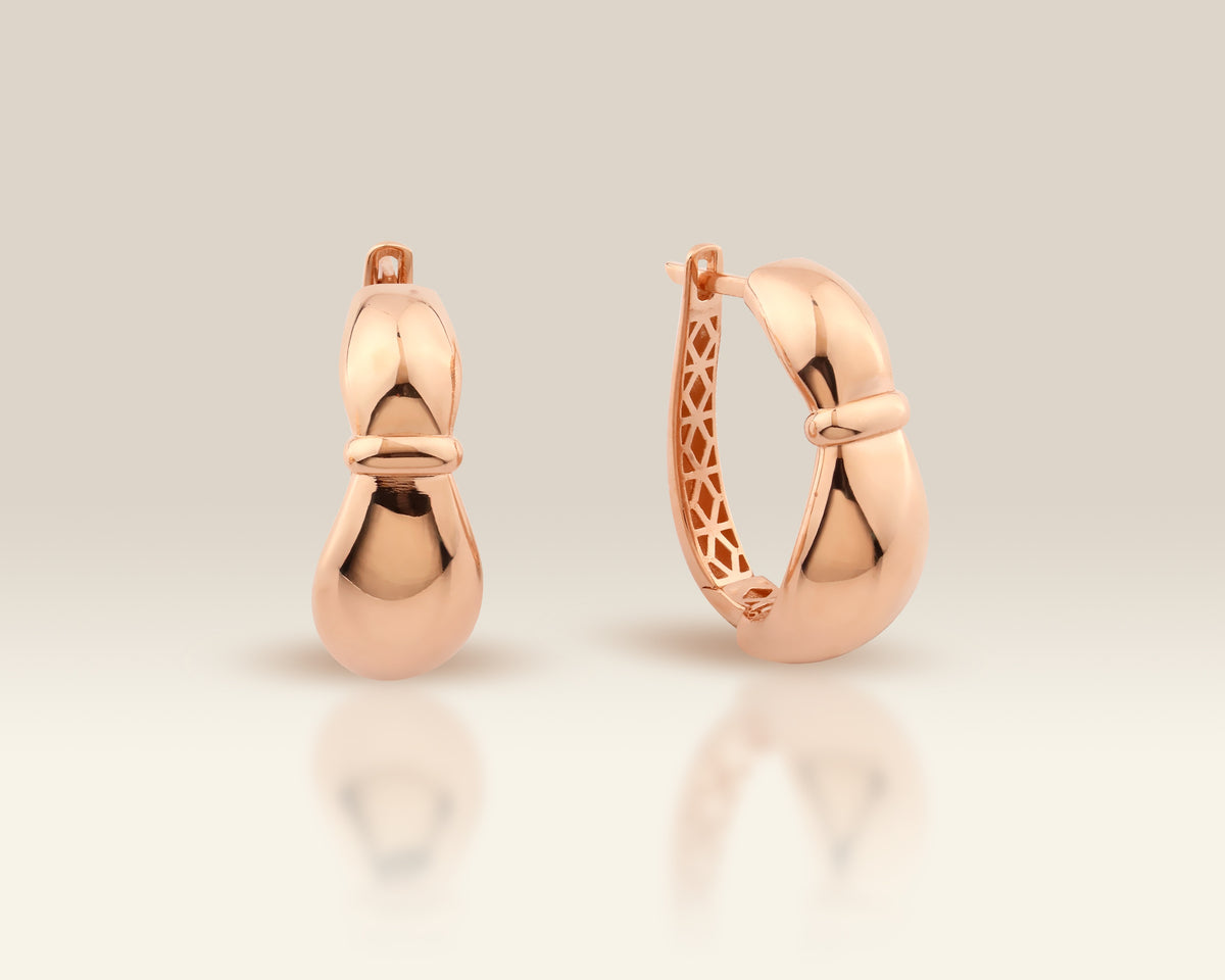 VIECLAT Solid Rose Gold Cinched Dome Huggie Hoop Earrings