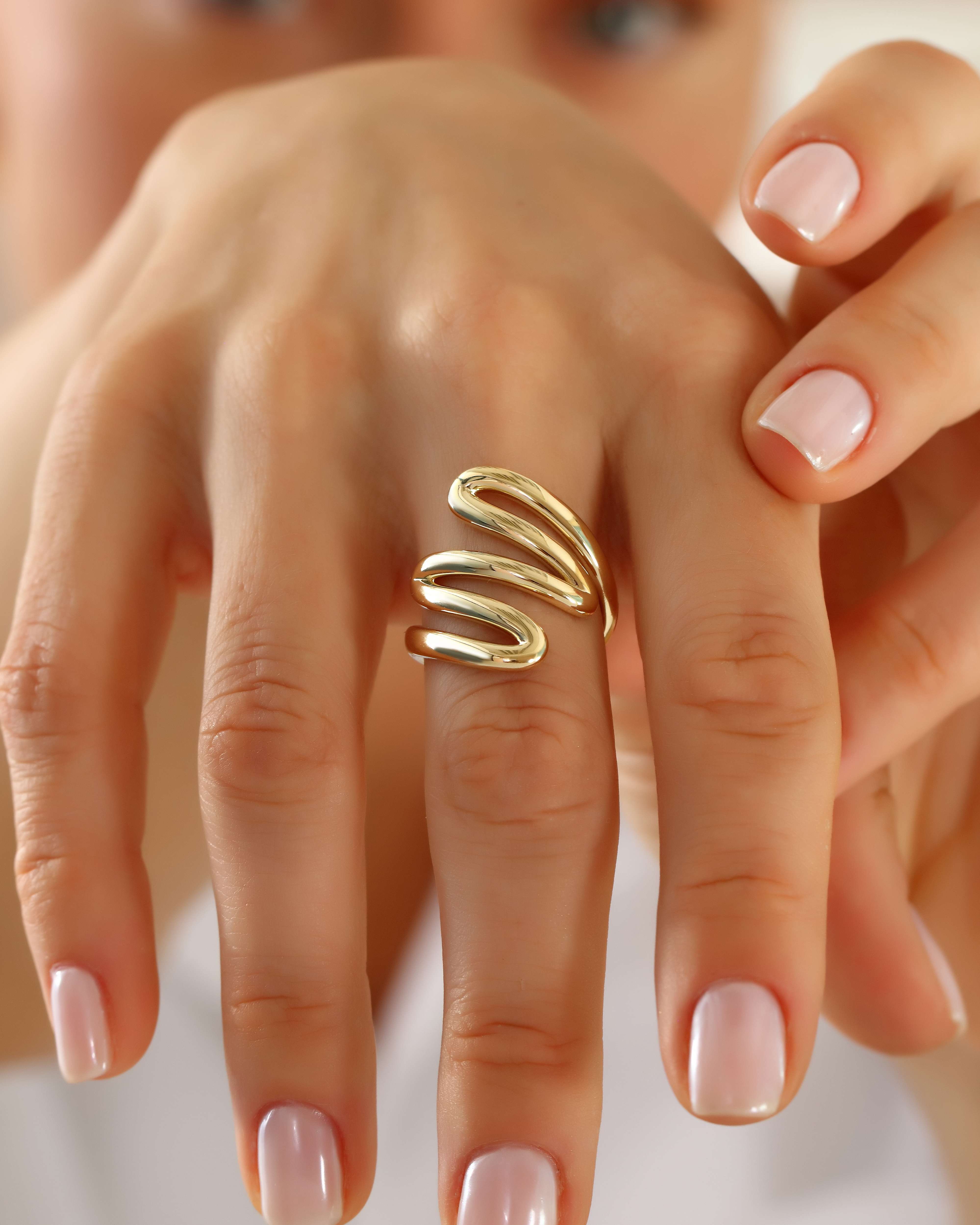 VIECLAT Solid Yellow Gold Multi Row Spiral Ring