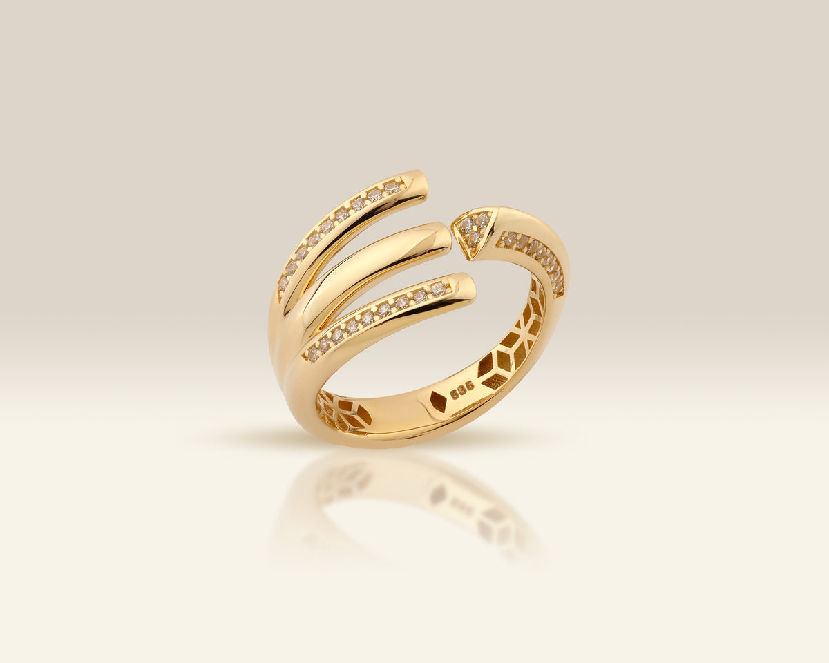 VIECLAT Solid Yellow Gold Diamond Open Wrap Ring