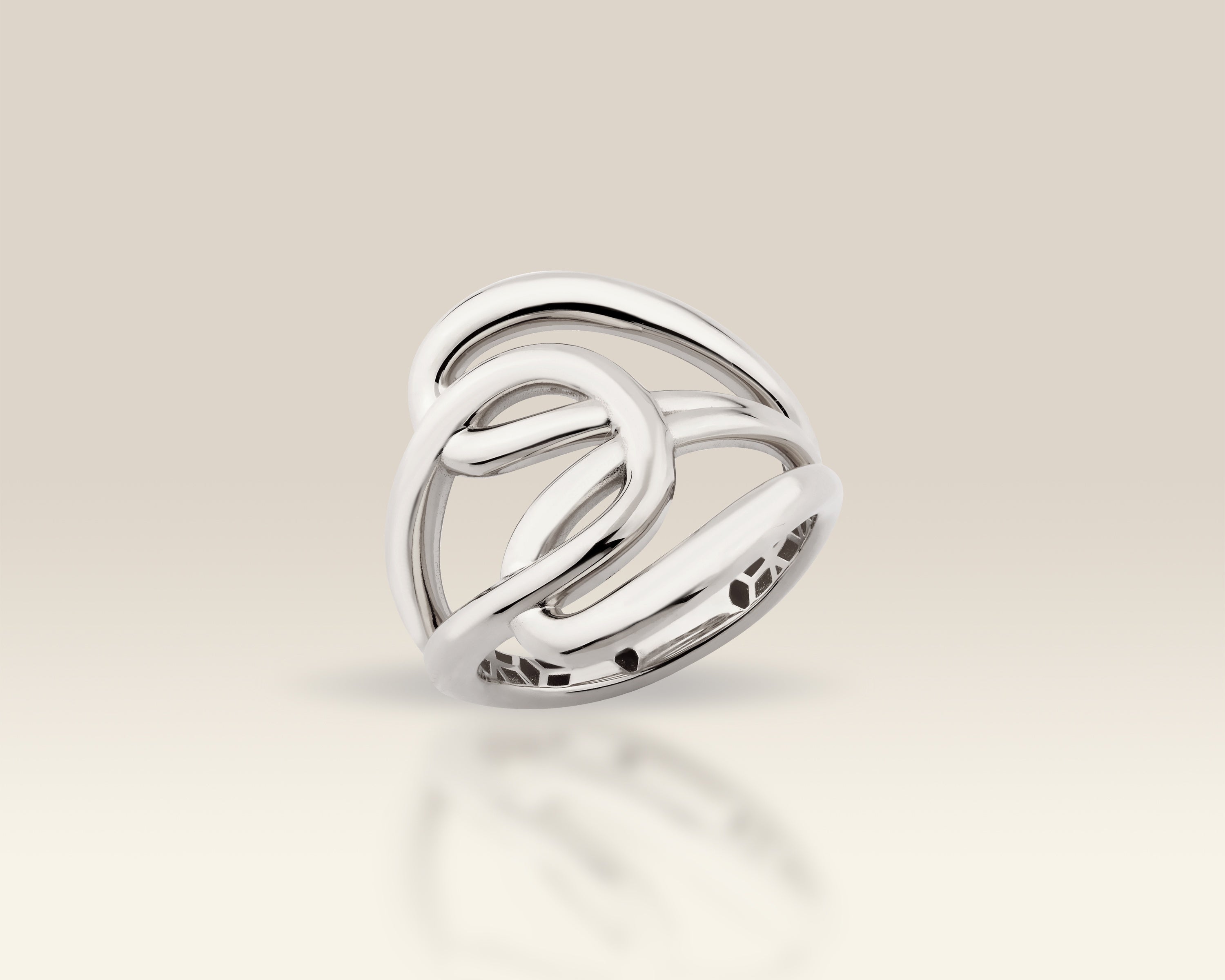 VIECLAT Solid White Gold Interlocking Knot Statement Ring