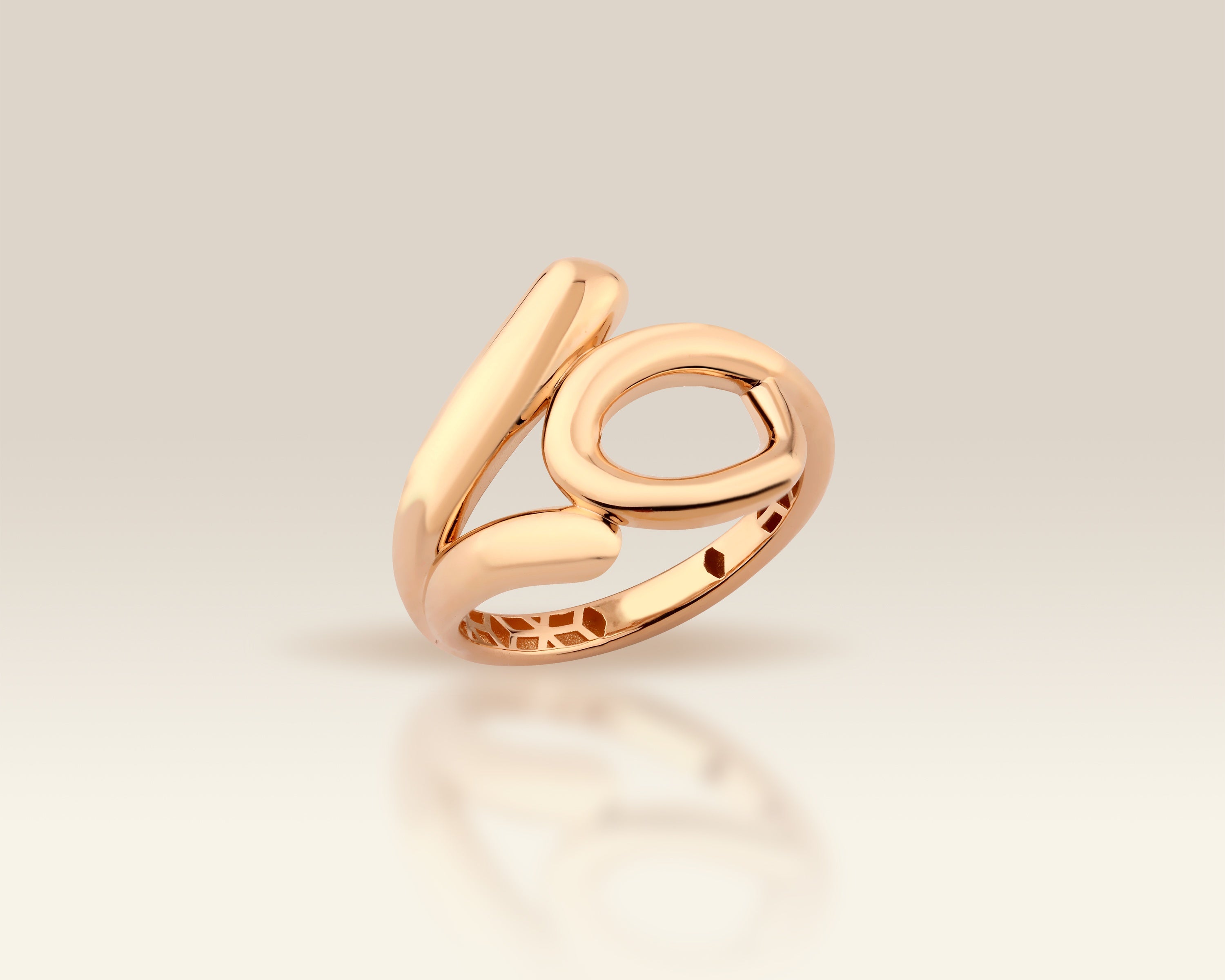 VIECLAT Solid Rose Gold Open Swirl Bypass Ring