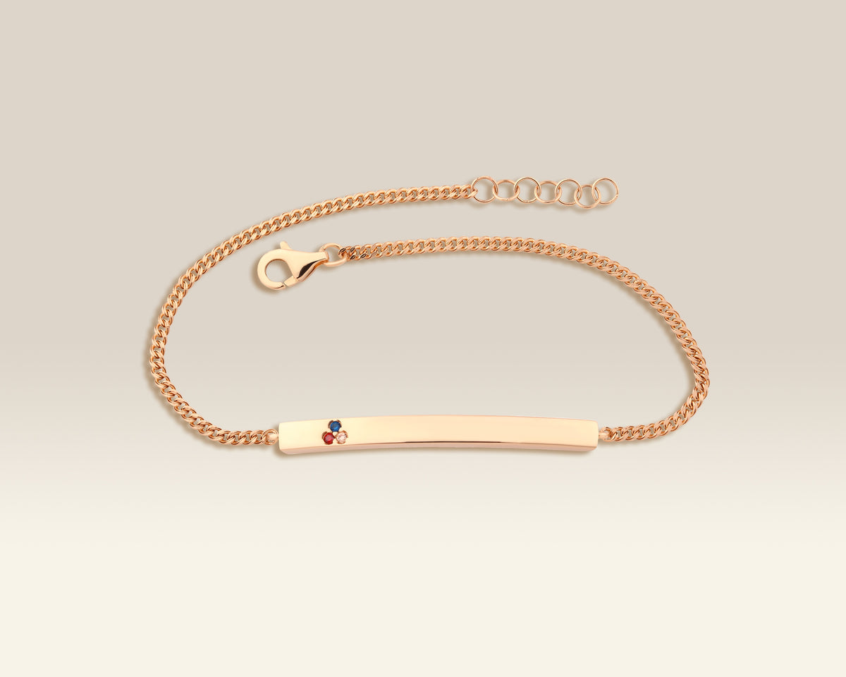 VIECLAT Solid Rose Gold Birthstone Bar ID Bracelet