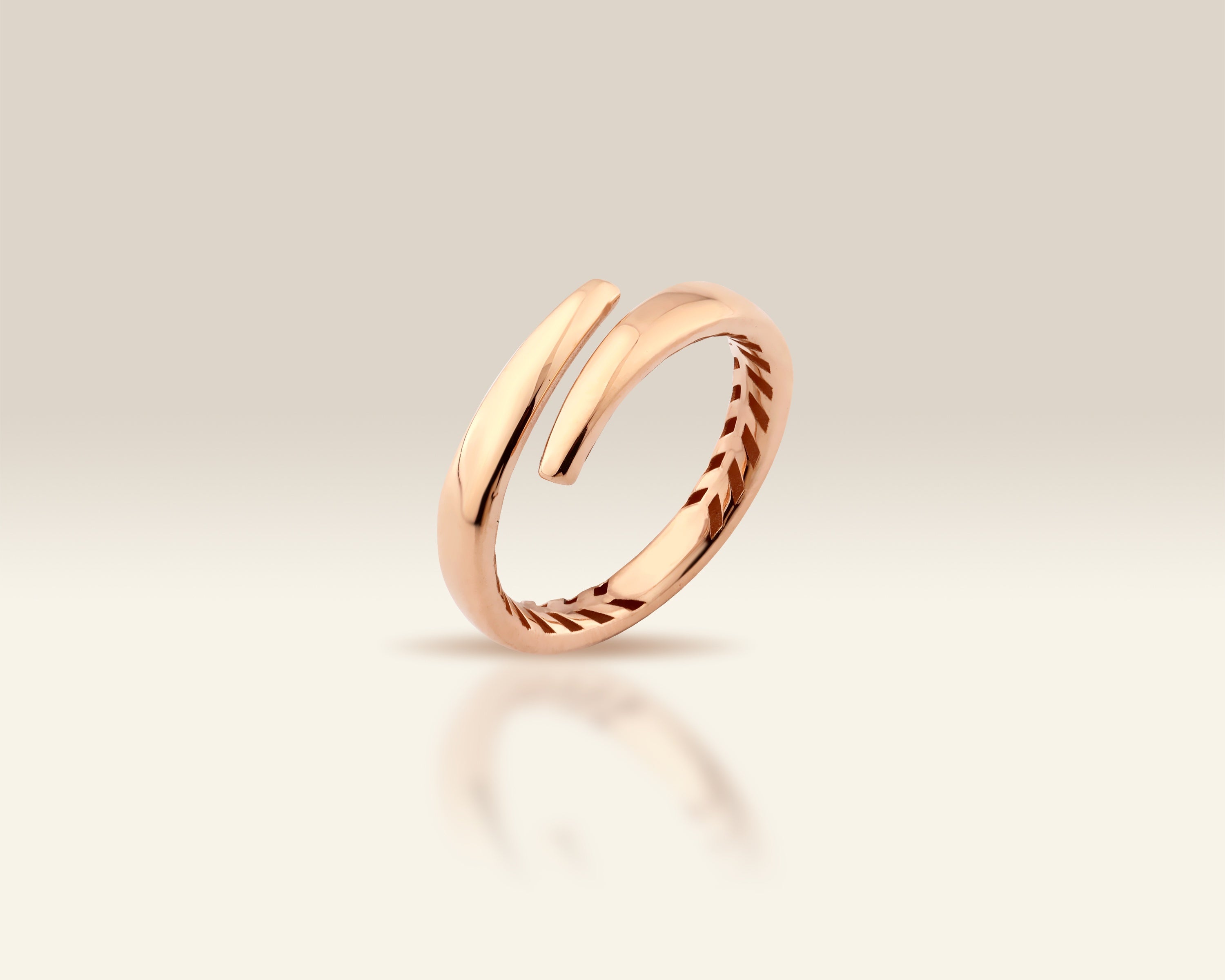 VIECLAT Solid Rose Gold Open Wrap Bypass Ring