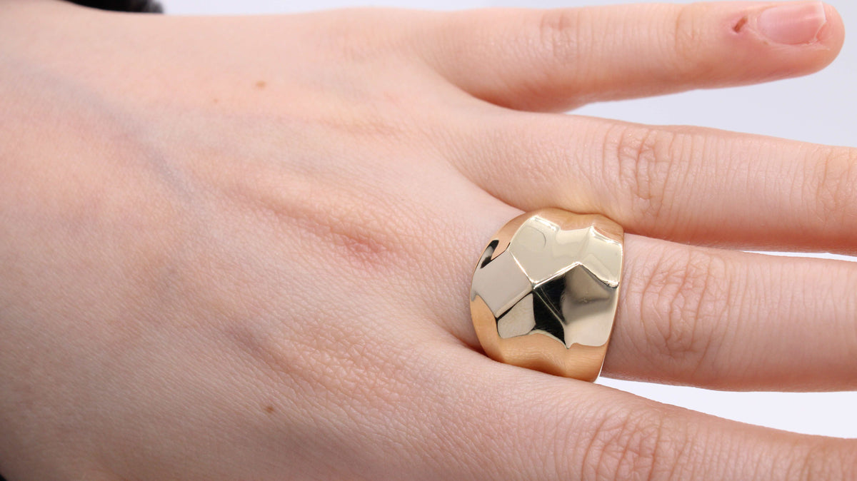 VIECLAT Solid Yellow Gold Faceted Dome Ring
