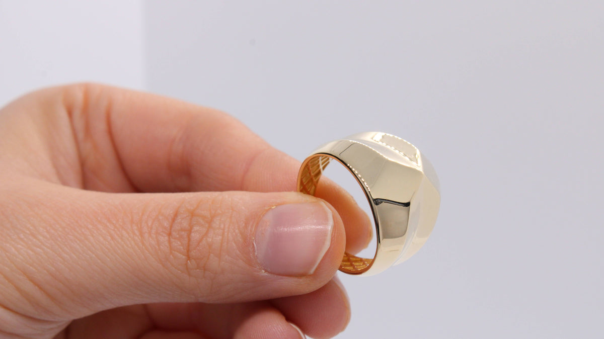 VIECLAT Solid Yellow Gold Faceted Dome Ring