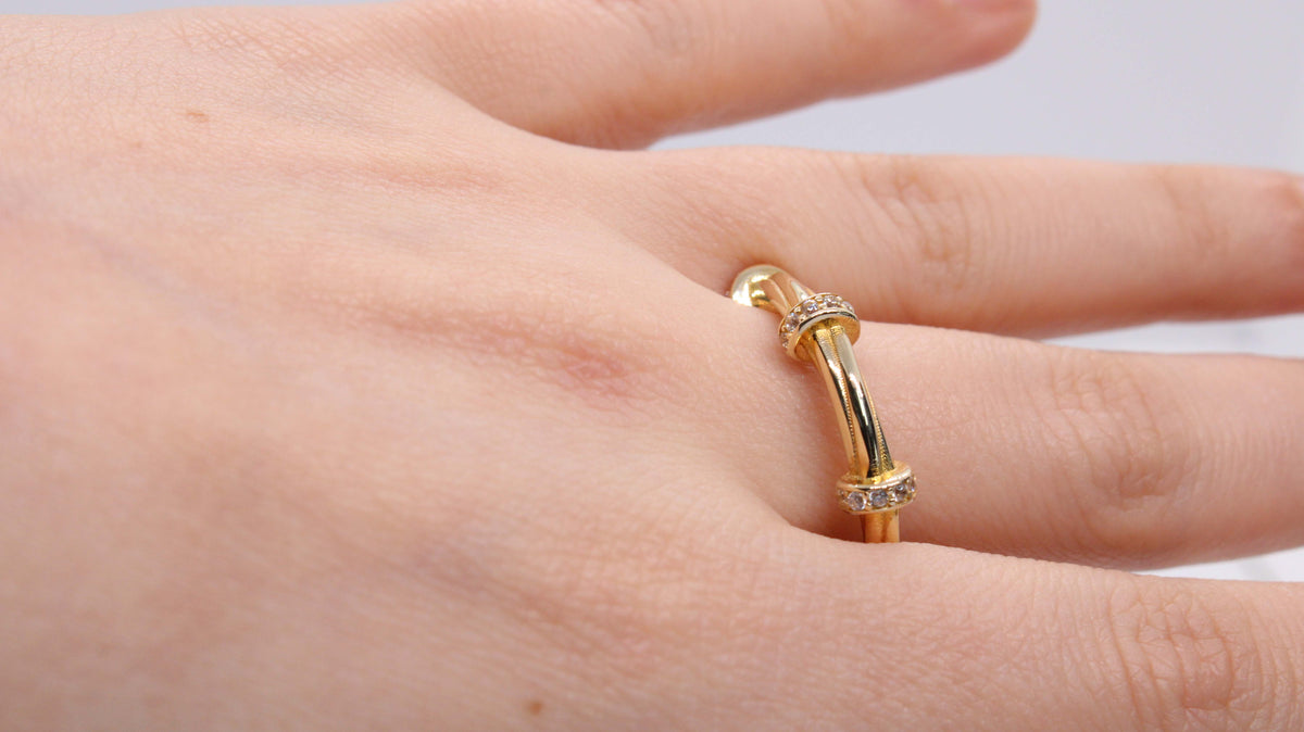 VIECLAT Solid Yellow Gold Diamond Band Ring On Hand