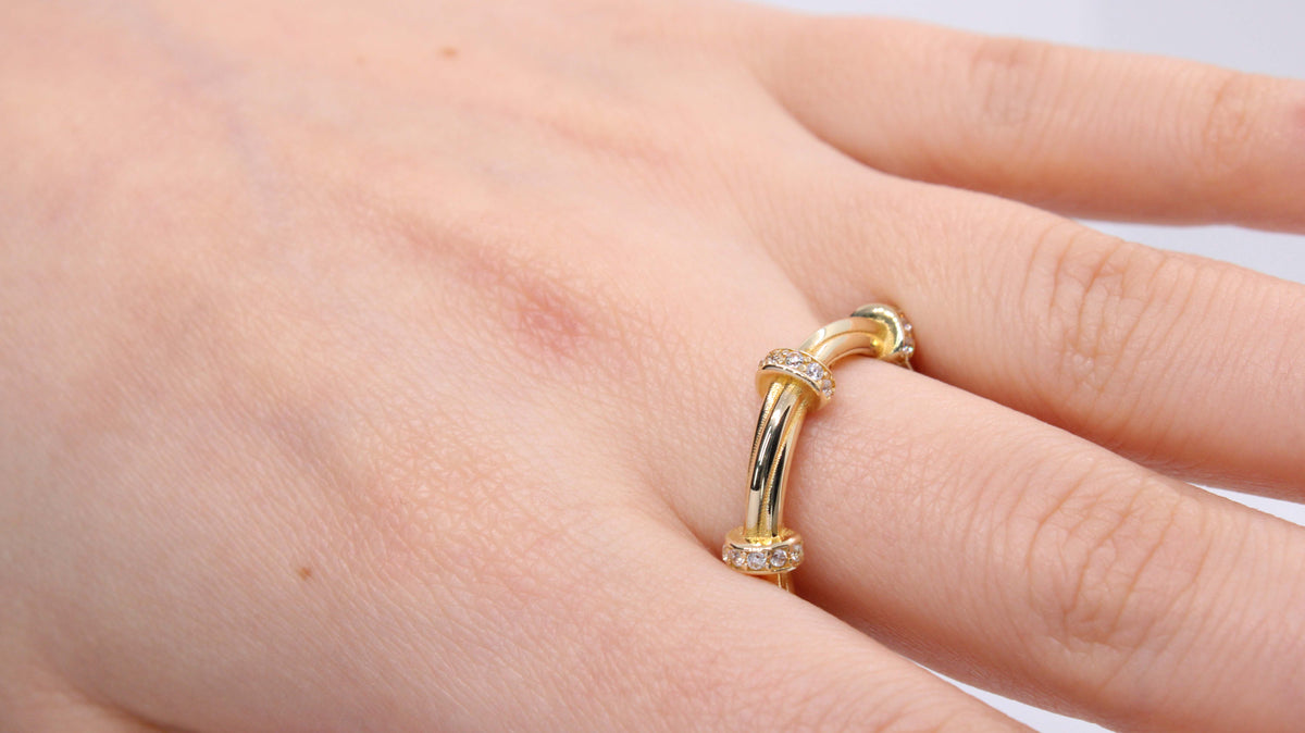VIECLAT Solid Yellow Gold Diamond Wrap Ring On Hand