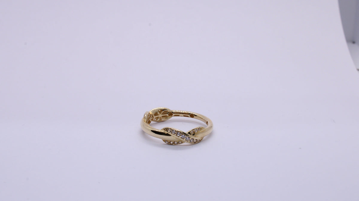 VIECLAT Solid Yellow Gold CZ Twist Ring