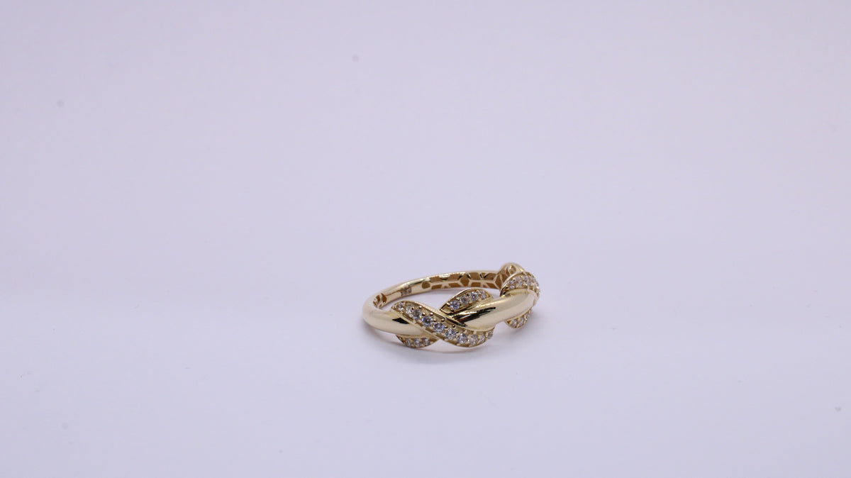 VIECLAT Solid Yellow Gold CZ Twist Ring