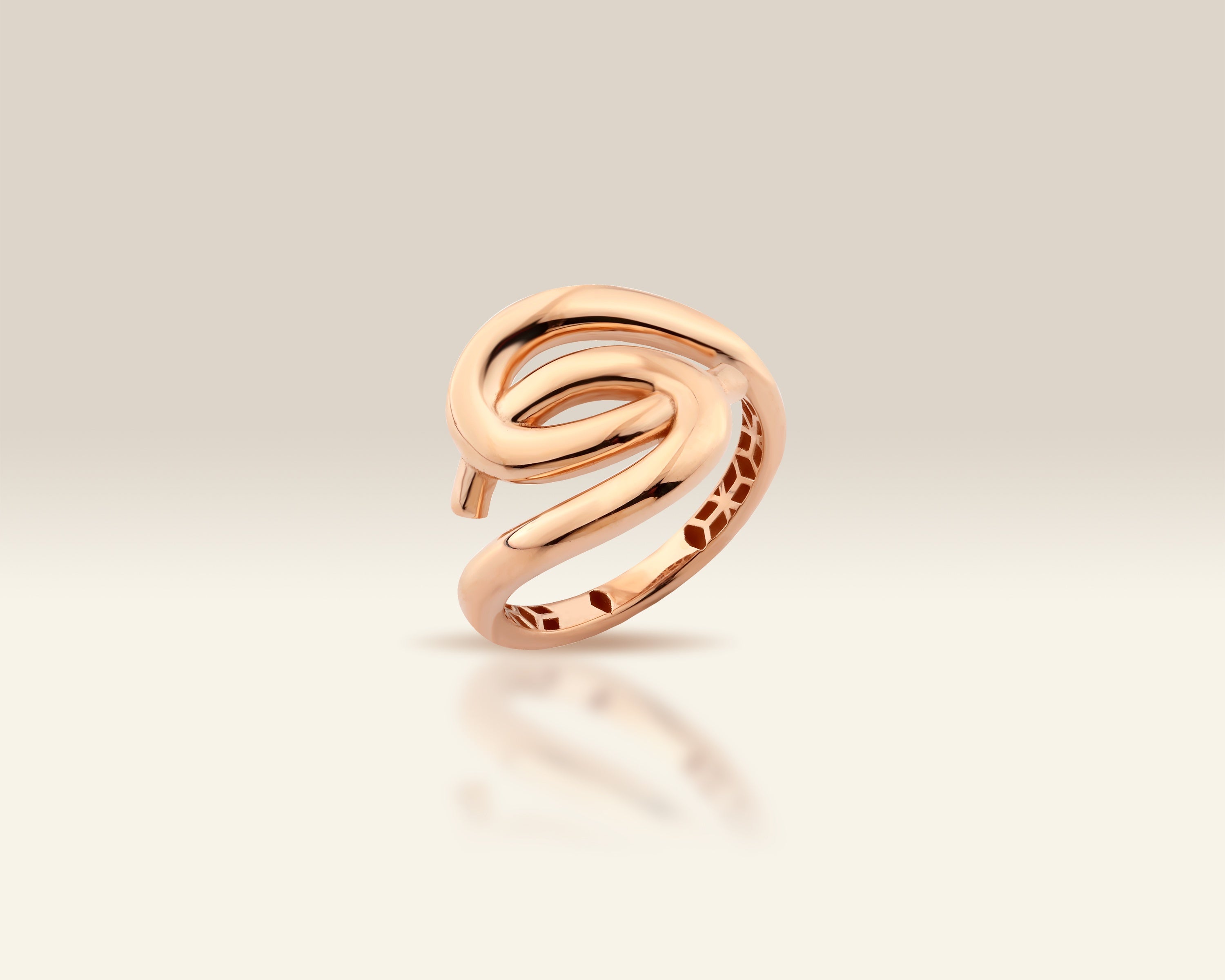 VIECLAT Solid Rose Gold Swirl Spiral Statement Ring