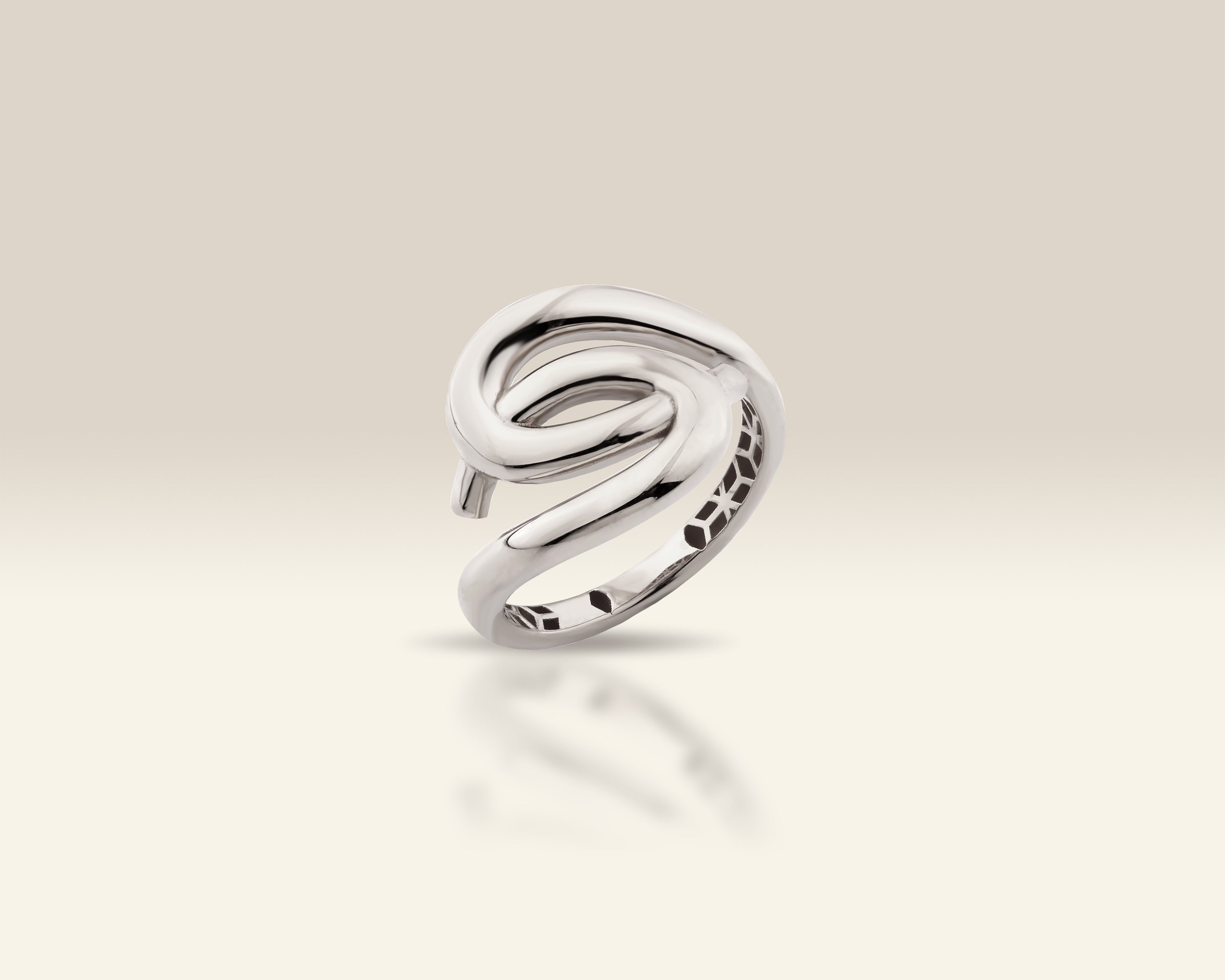 VIECLAT Solid White Gold Swirl Spiral Statement Ring