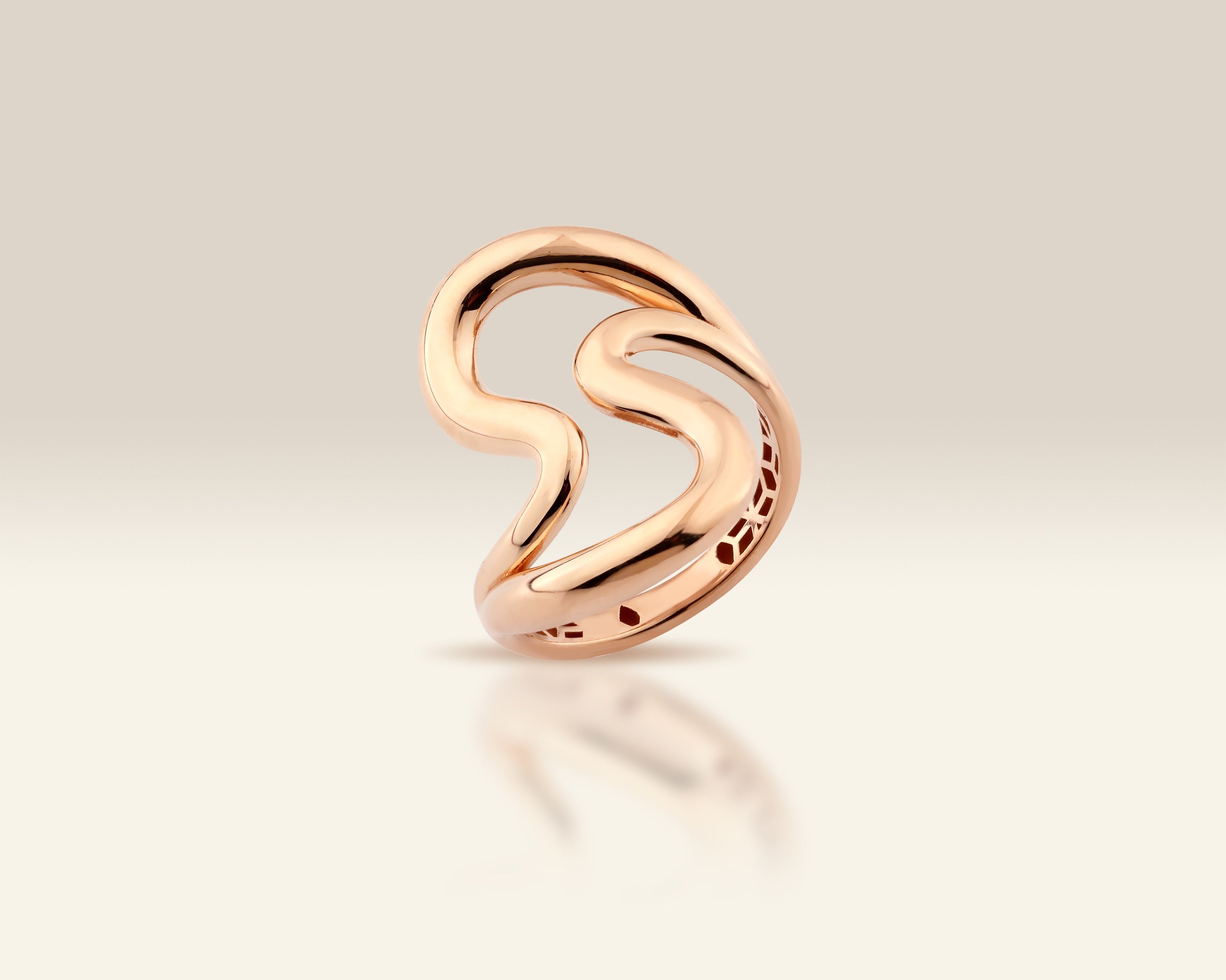 VIECLAT Solid Rose Gold Wave Swirl Statement Ring