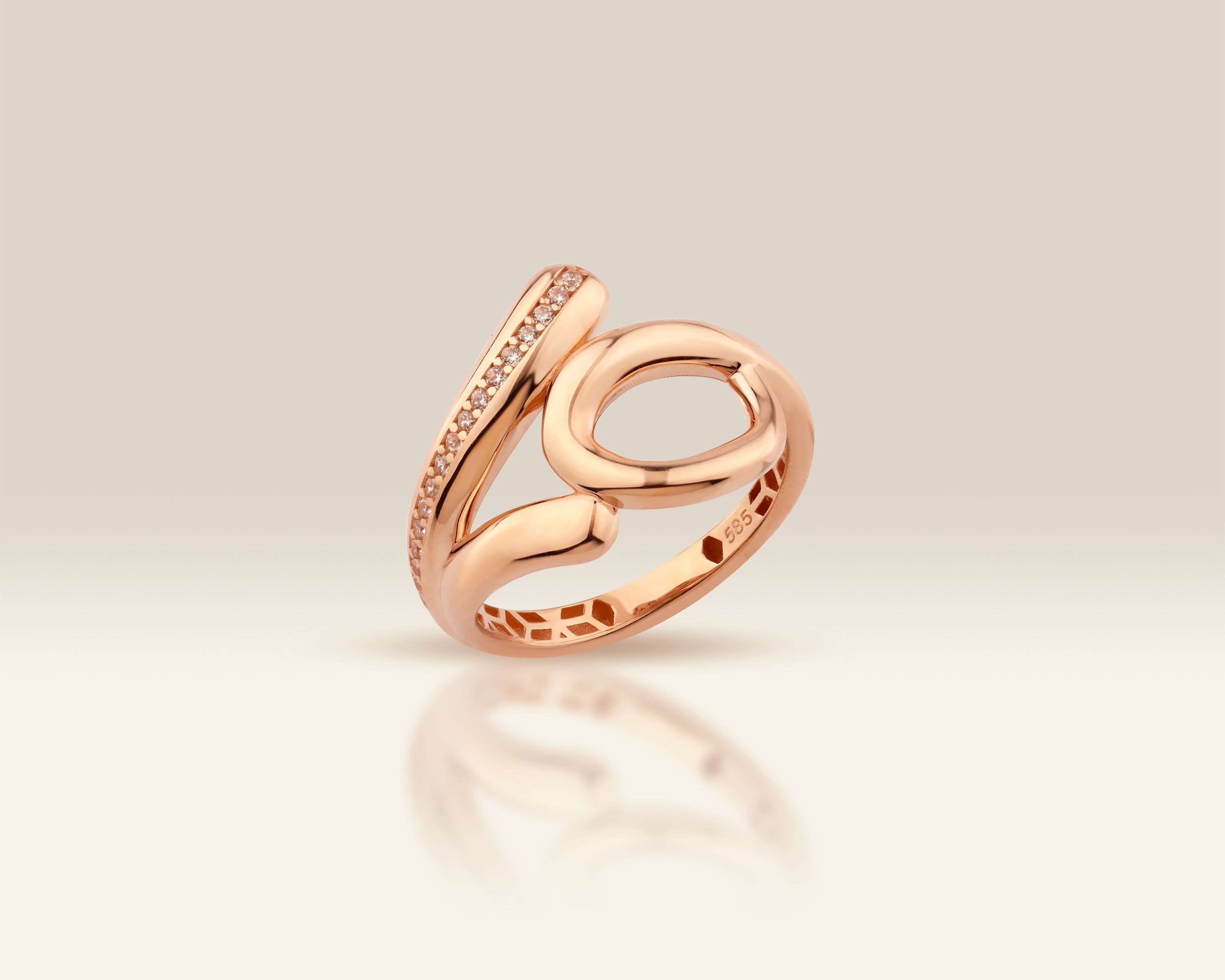 VIECLAT Solid Rose Gold CZ Open Swirl Ring