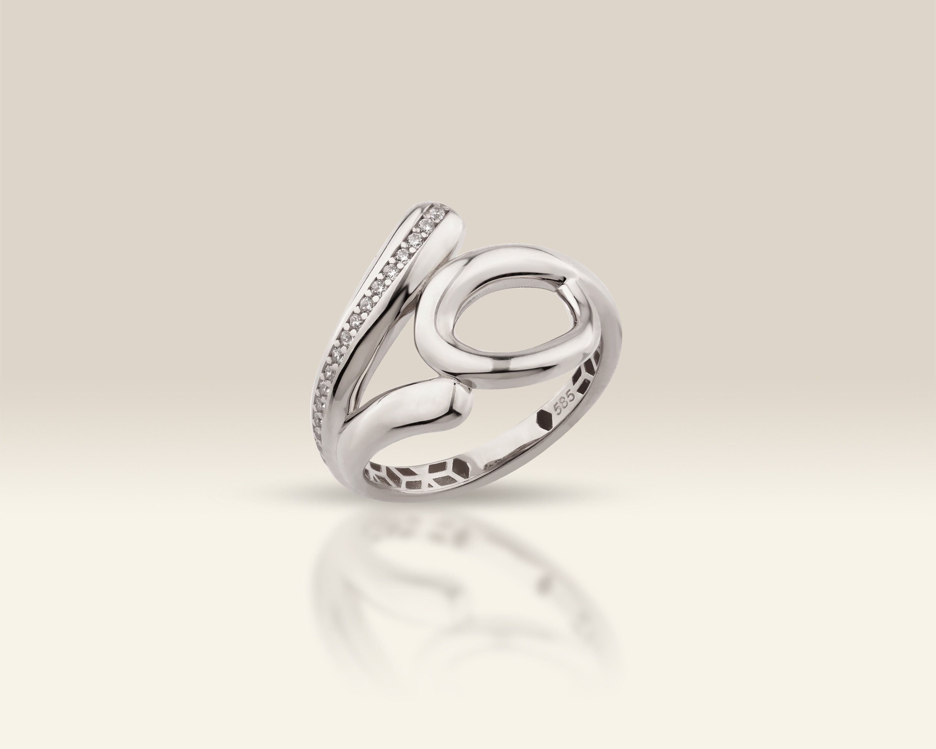 VIECLAT Solid White Gold CZ Open Swirl Ring