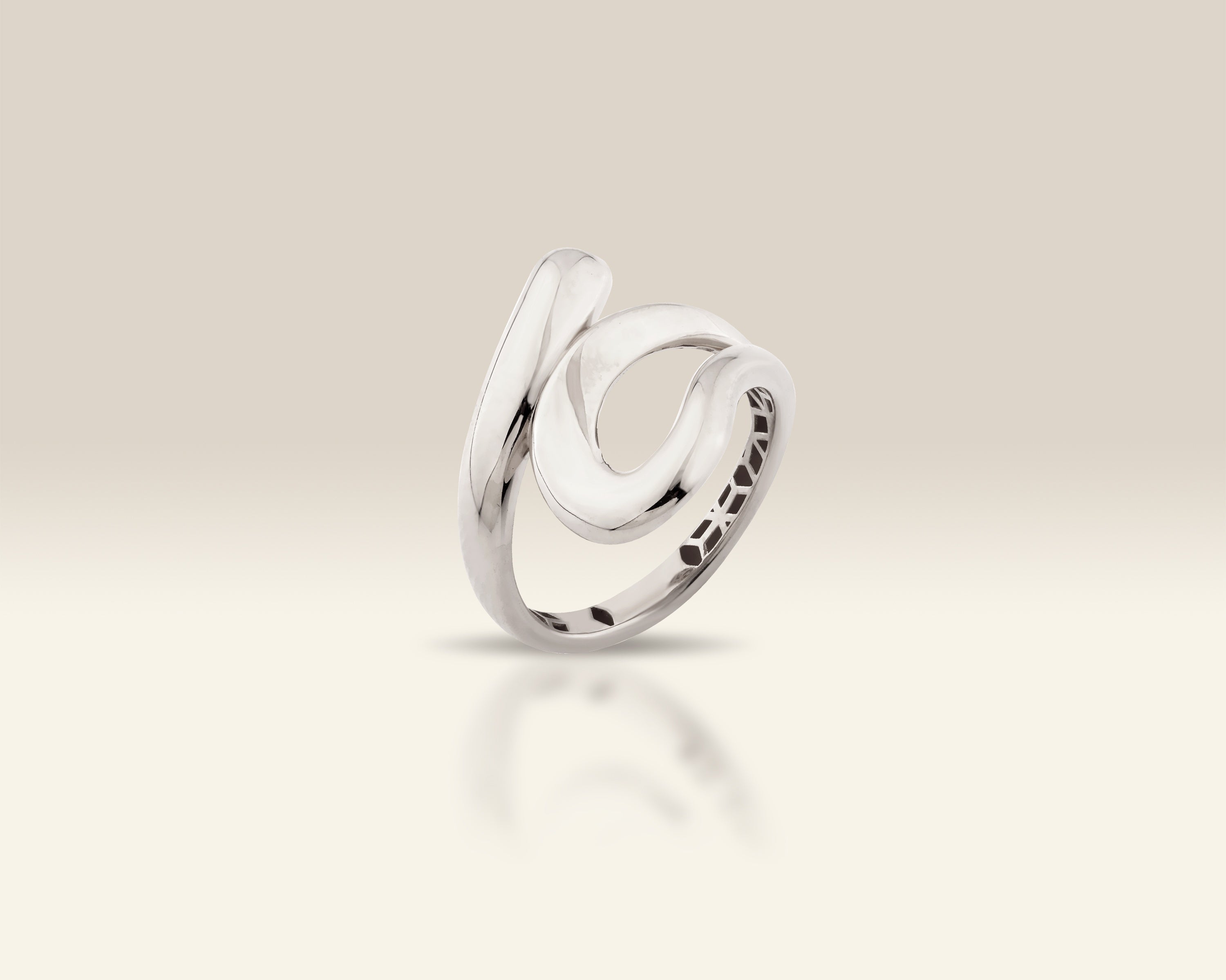 VIECLAT Sterling Silver Swirl Spiral Bypass Ring
