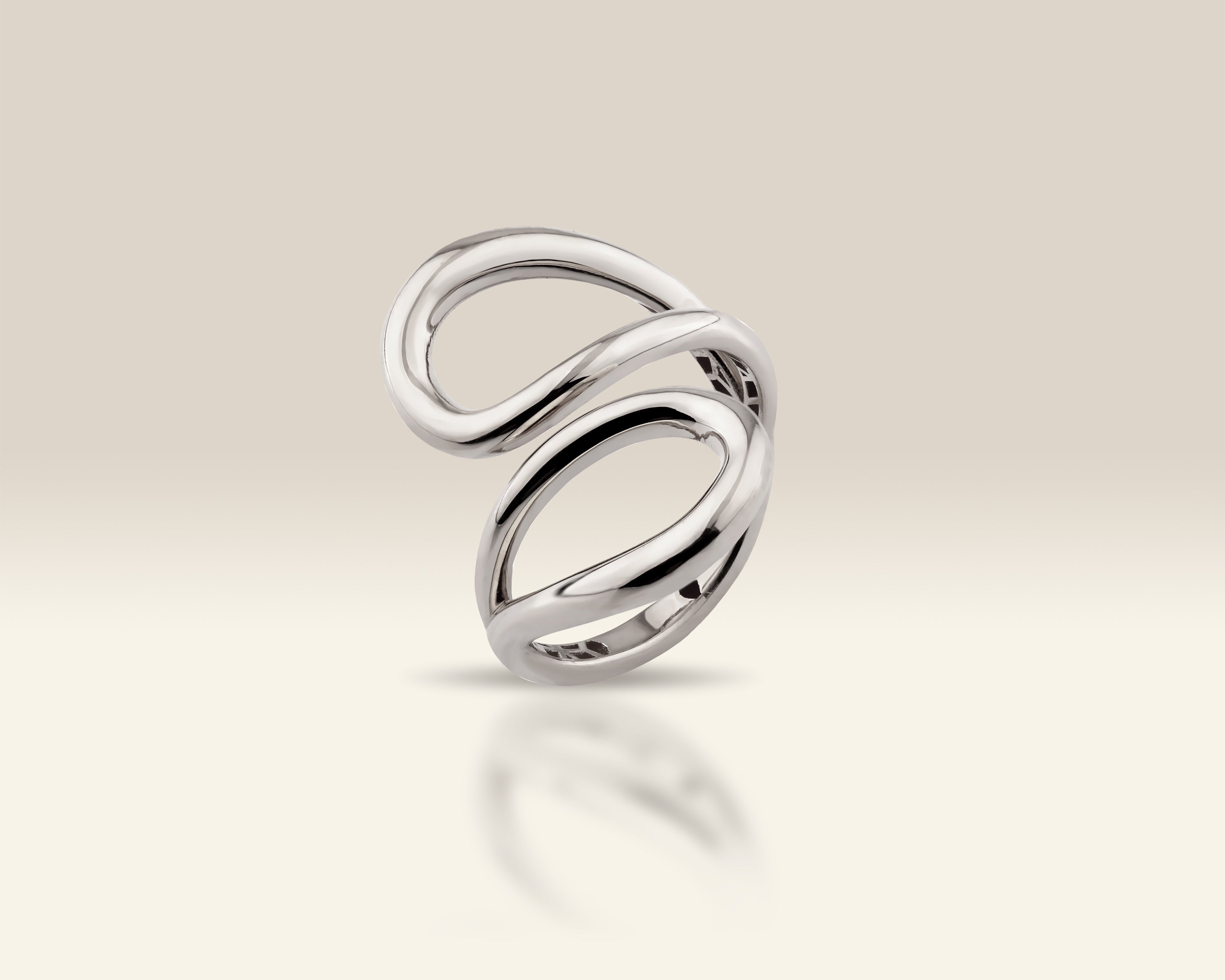 VIECLAT Solid White Gold Open Swirl Bypass Ring