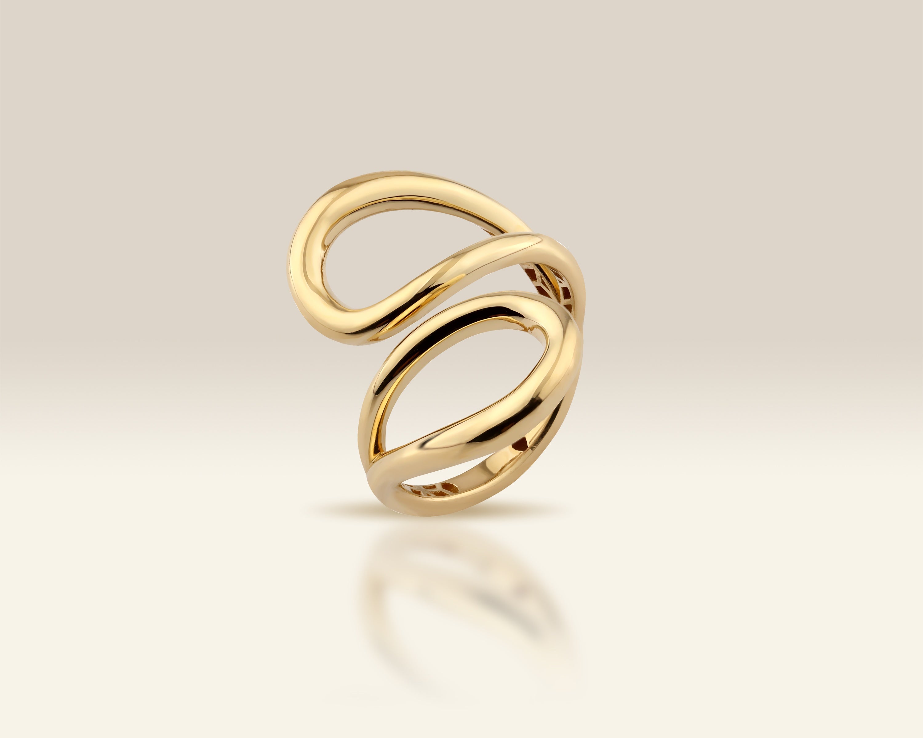 VIECLAT Solid Yellow Gold Open Swirl Bypass Ring