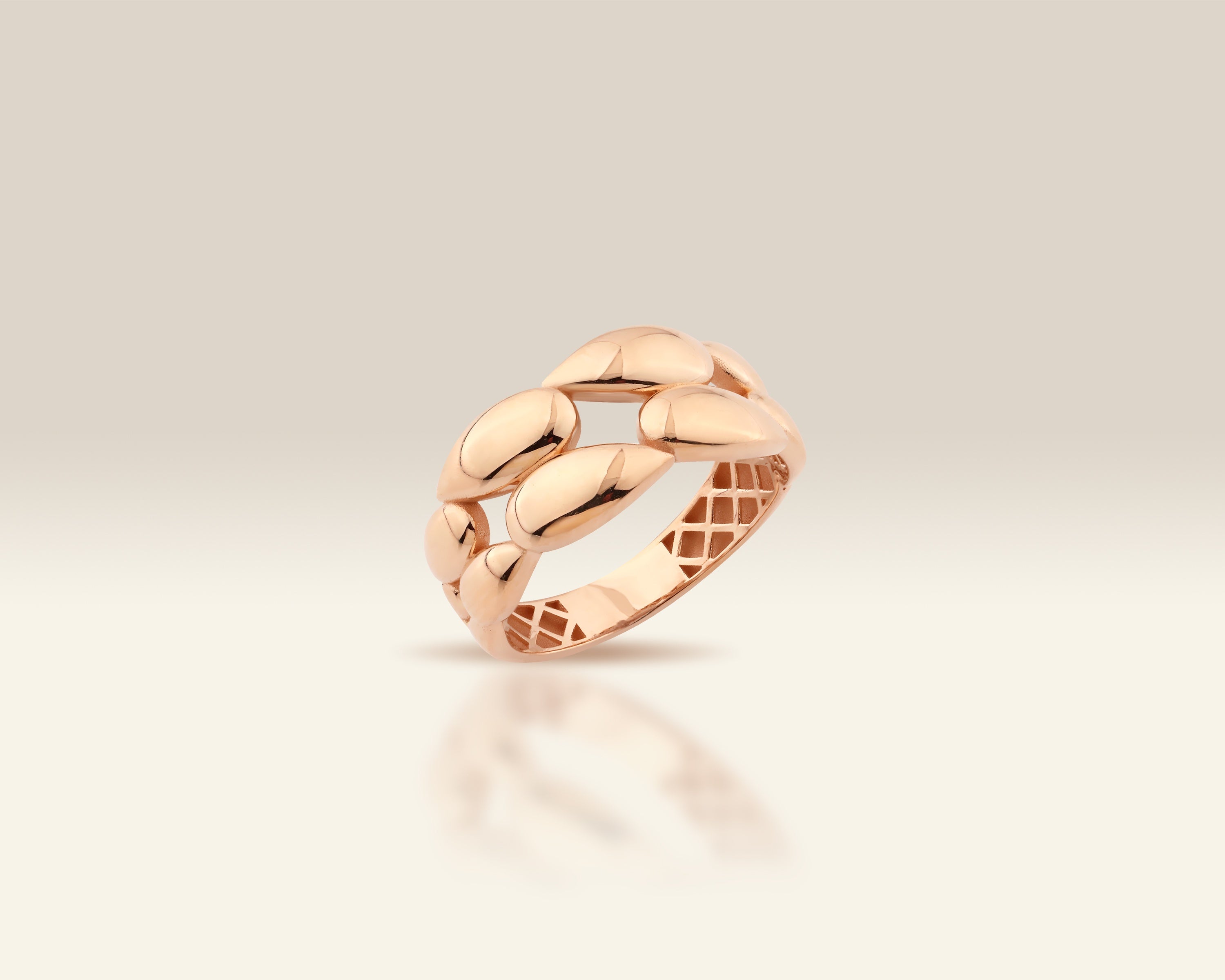 VIECLAT Solid Rose Gold Chunky Curb Link Ring