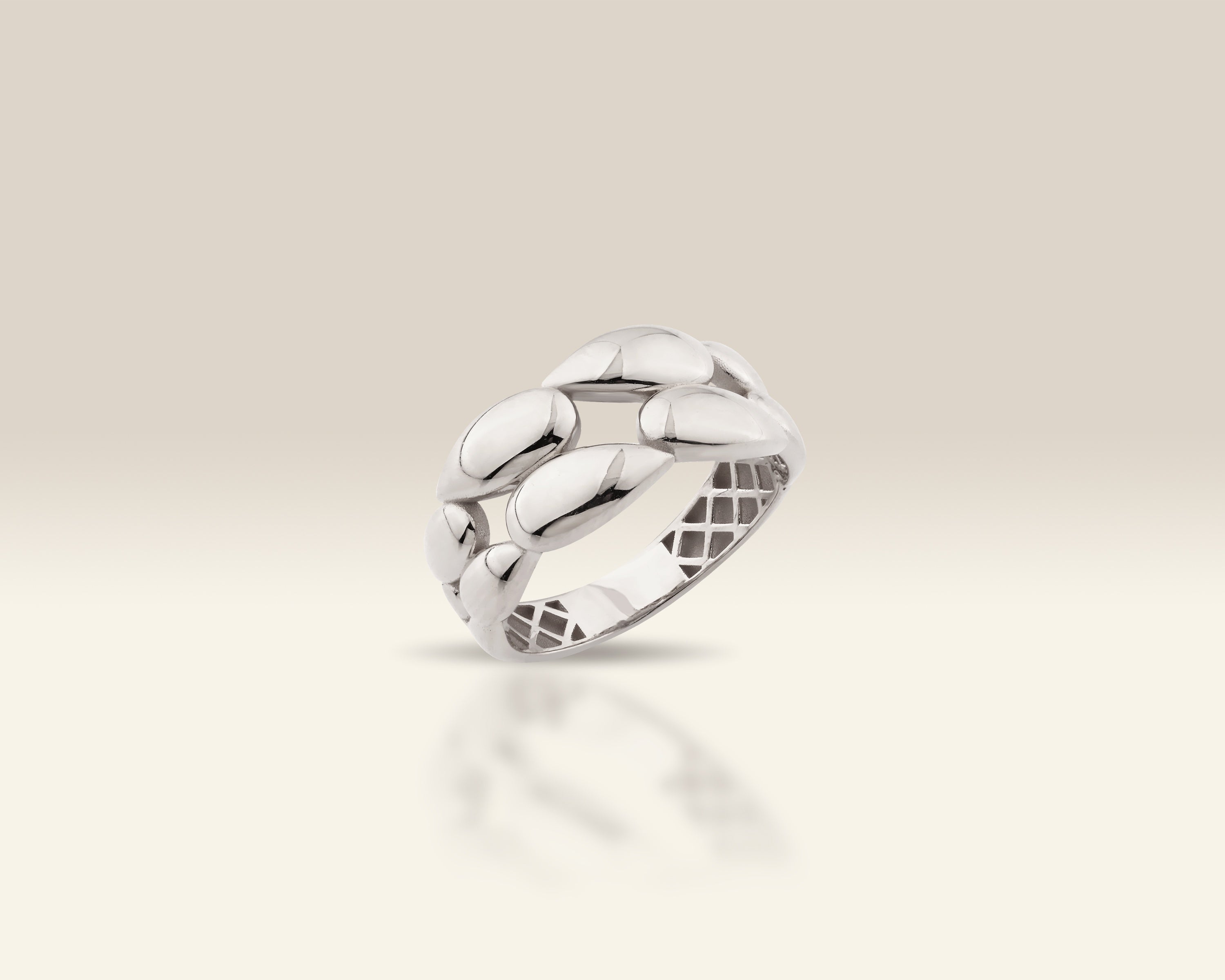 VIECLAT Solid White Gold Chunky Curb Link Ring