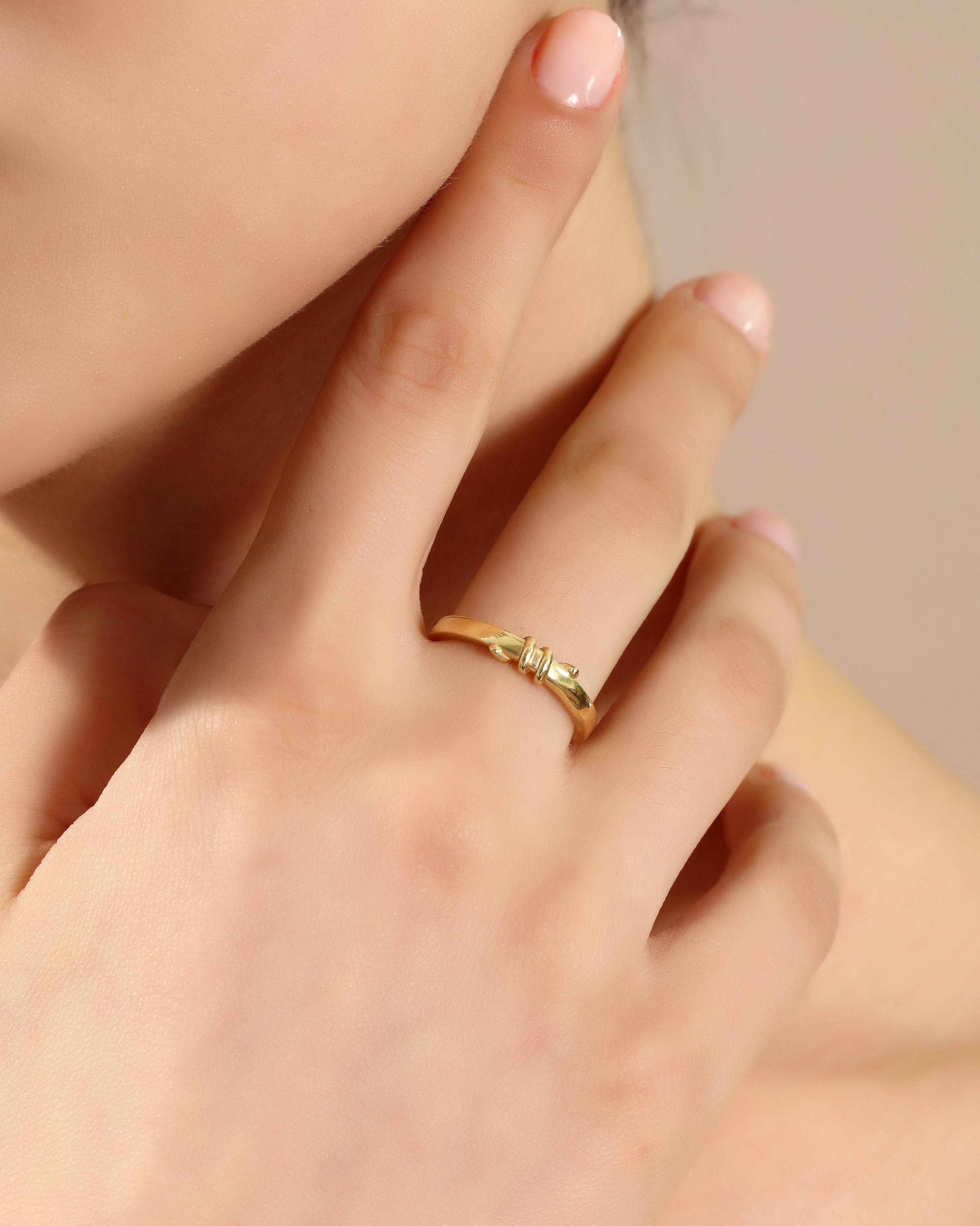VIECLAT Solid Yellow Gold Wrapped Knot Ring On Hand