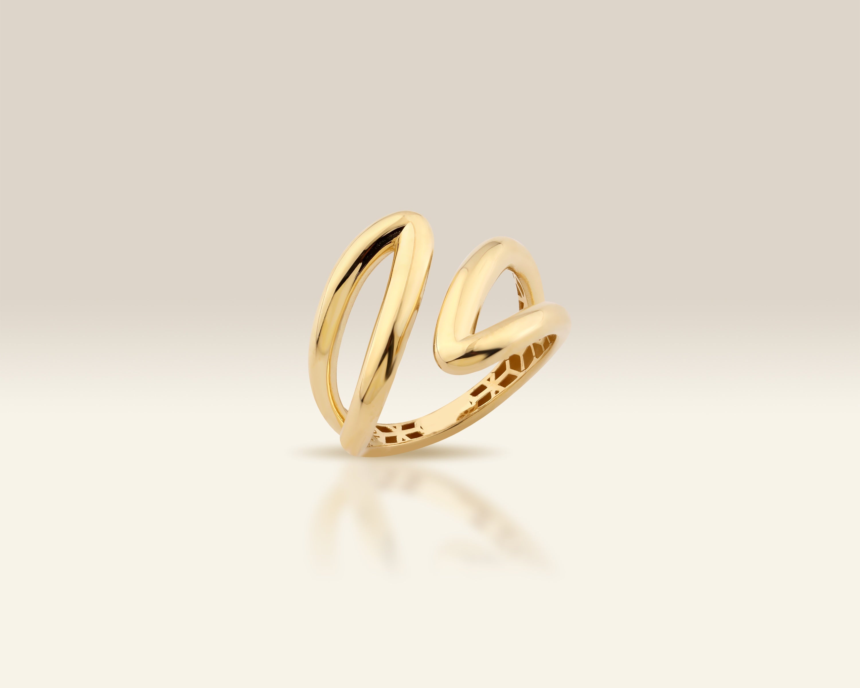 VIECLAT Solid Yellow Gold Open Bypass Wrap Ring