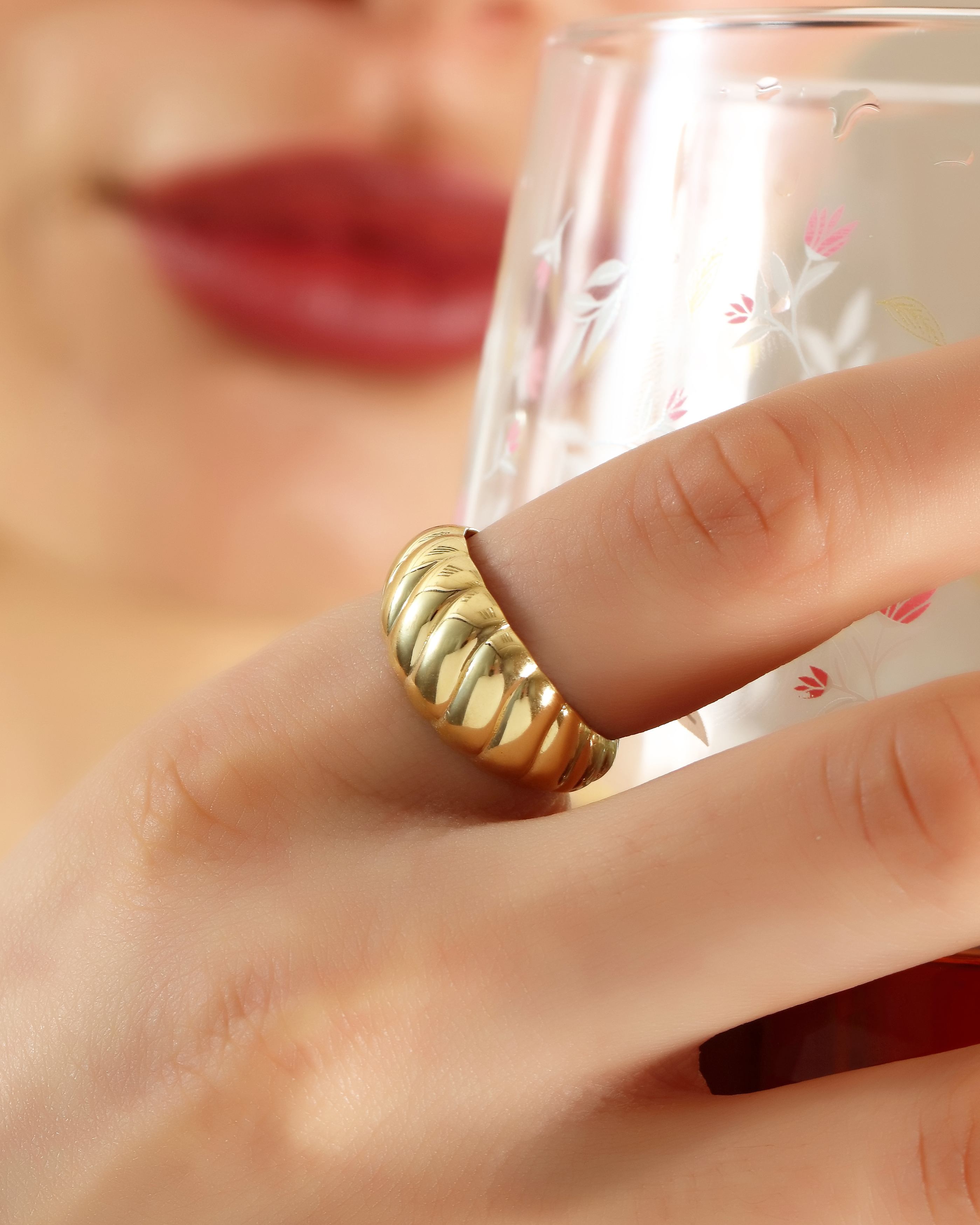 VIECLAT Solid Yellow Gold Croissant Dome Ring