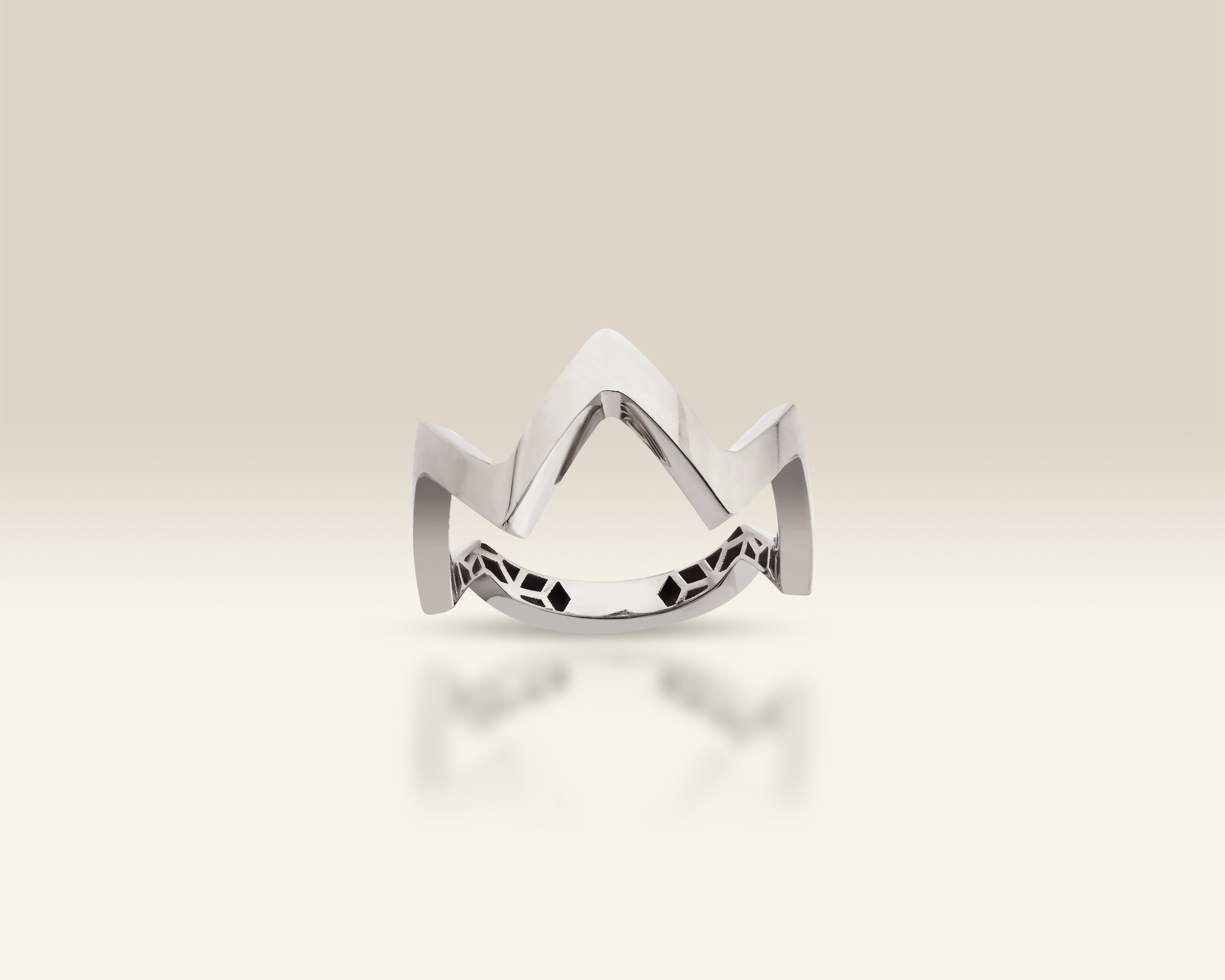 VIECLAT Solid White Gold Zigzag Chevron Crown Ring