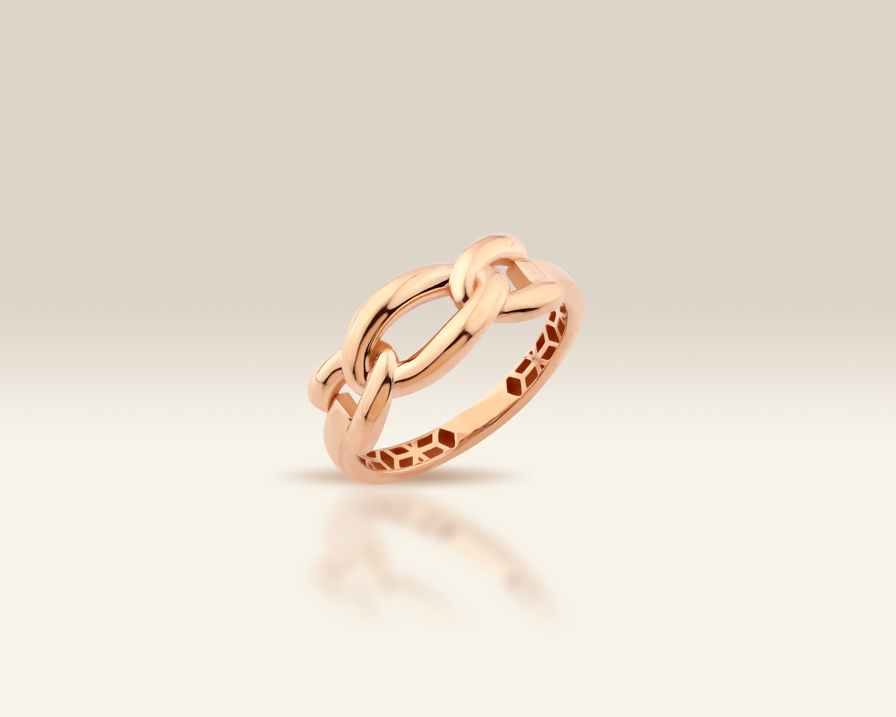 VIECLAT Solid Rose Gold Chain Link Knot Ring