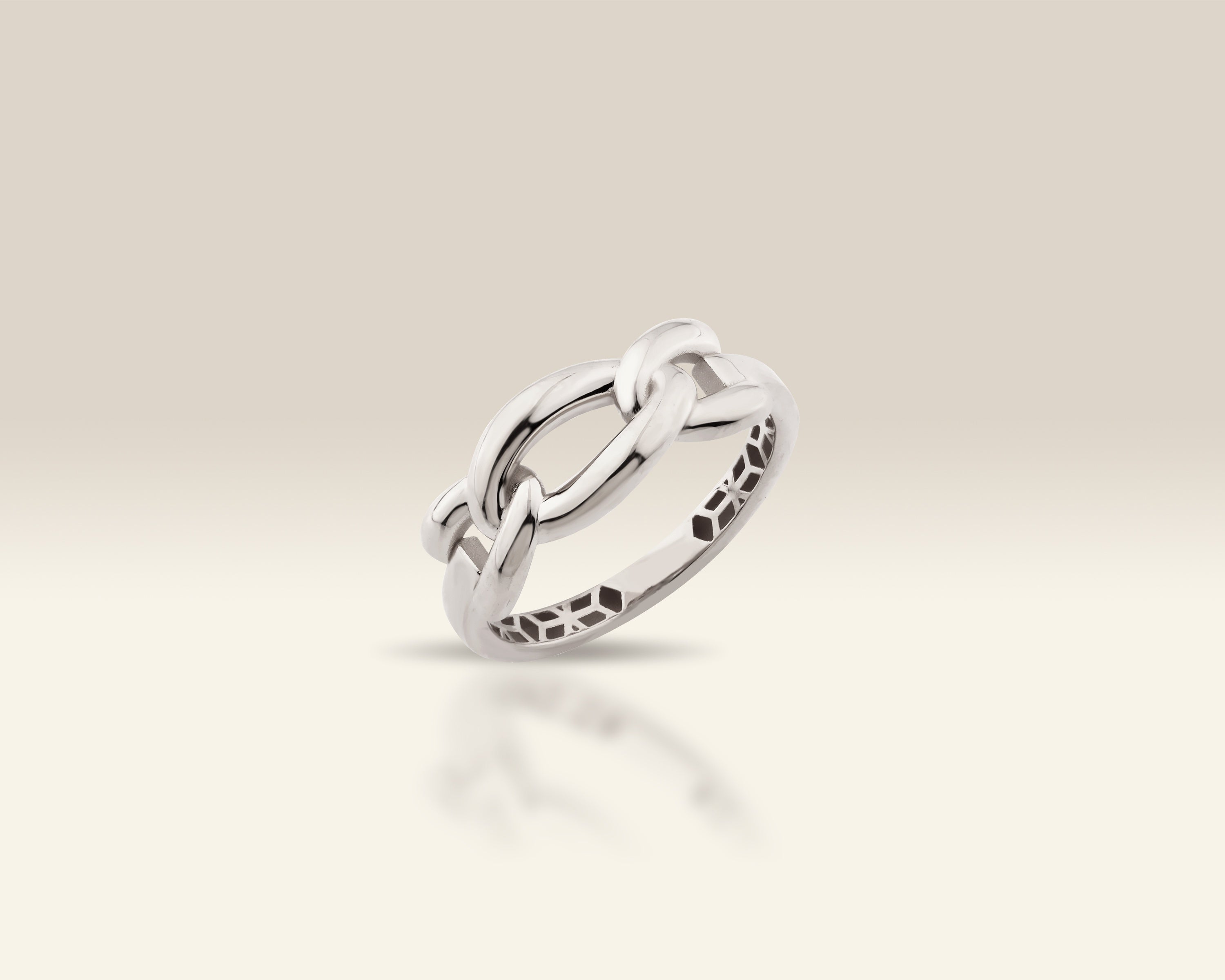 VIECLAT Solid White Gold Chain Link Knot Ring