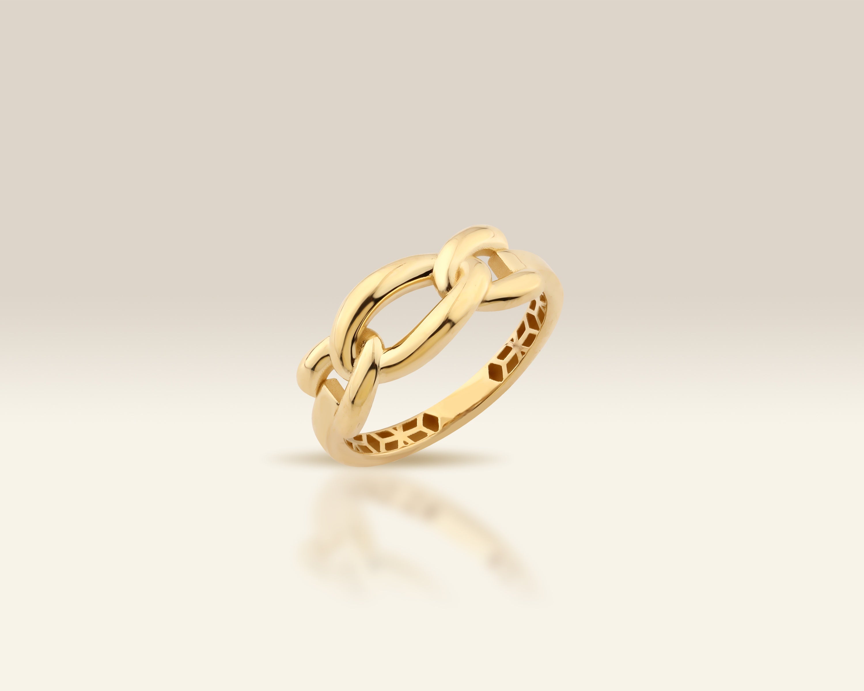 VIECLAT Solid Yellow Gold Chain Link Knot Ring