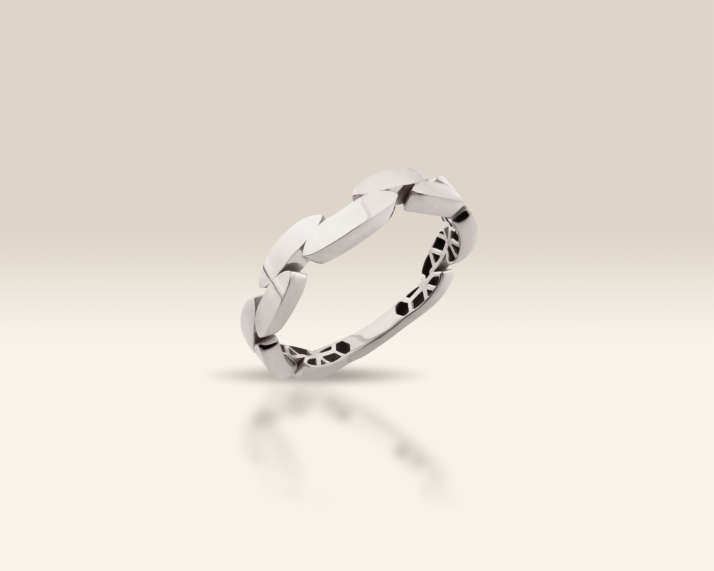 VIECLAT Solid White Gold Chain Link Band Ring