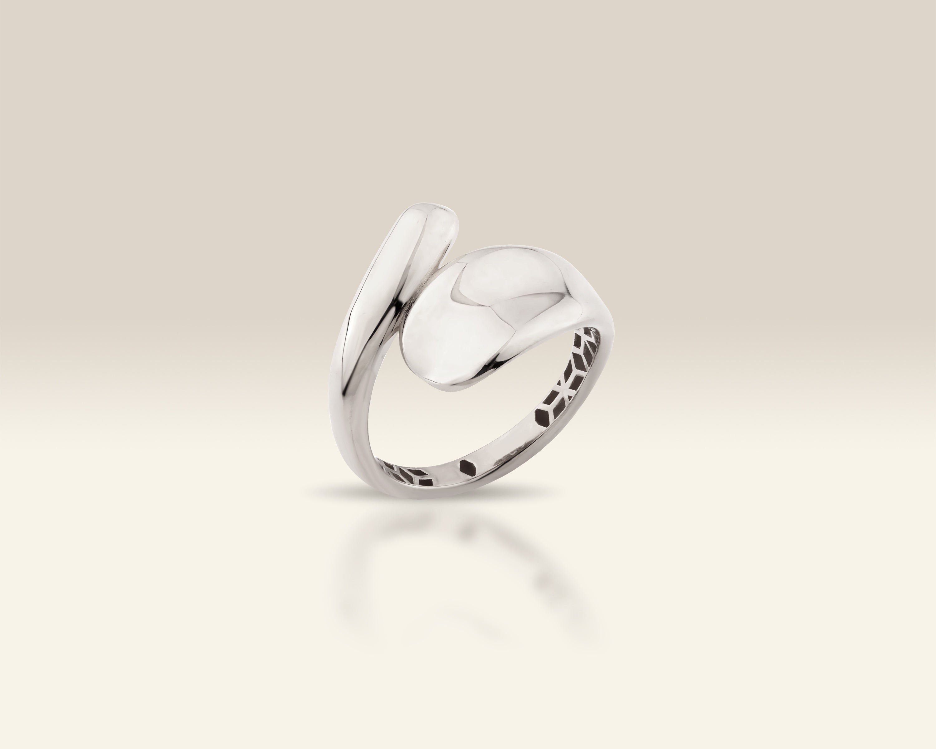 VIECLAT Solid White Gold Bypass Wrap Statement Ring