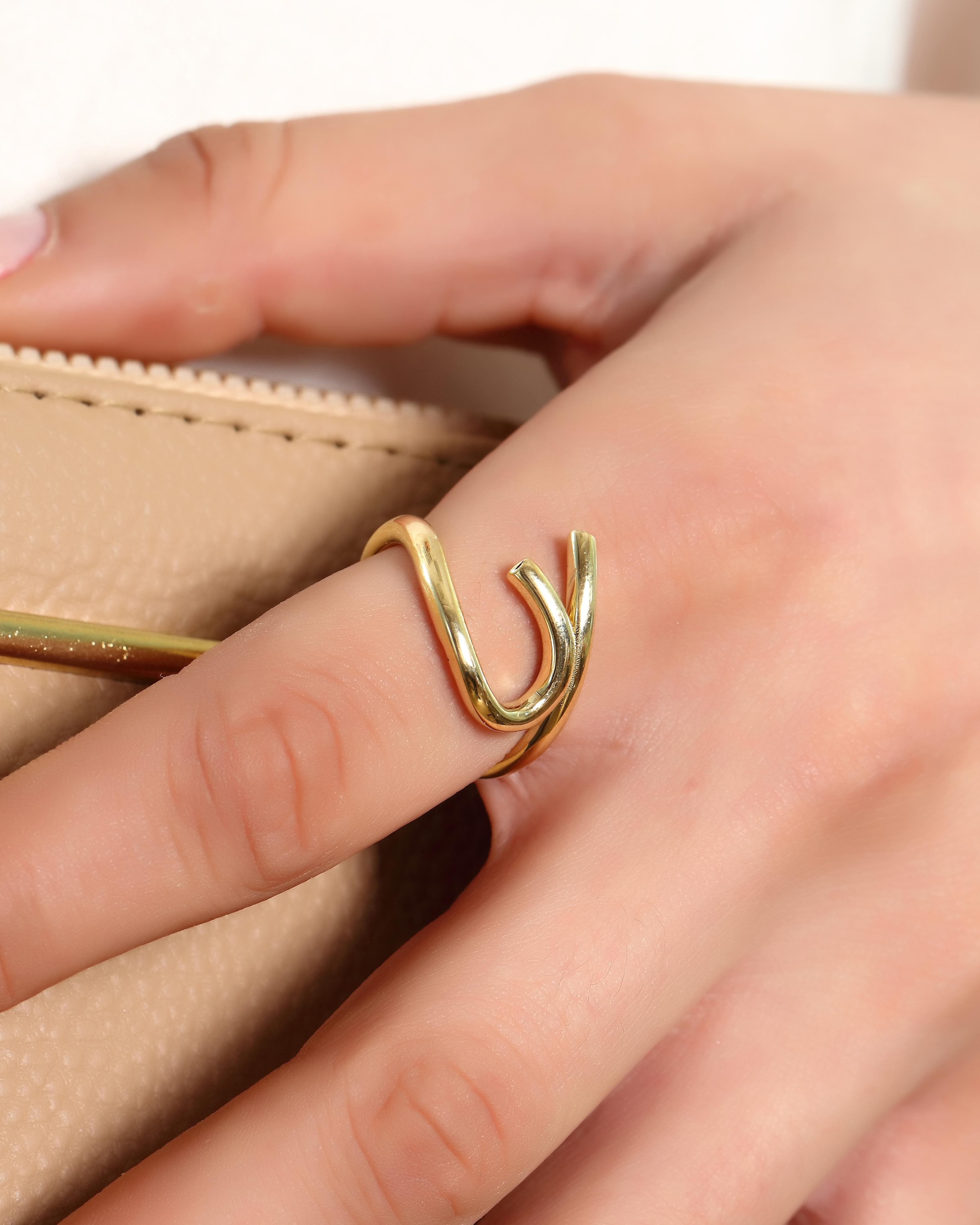 VIECLAT Solid Yellow Gold Open Swirl Wrap Ring Closeup