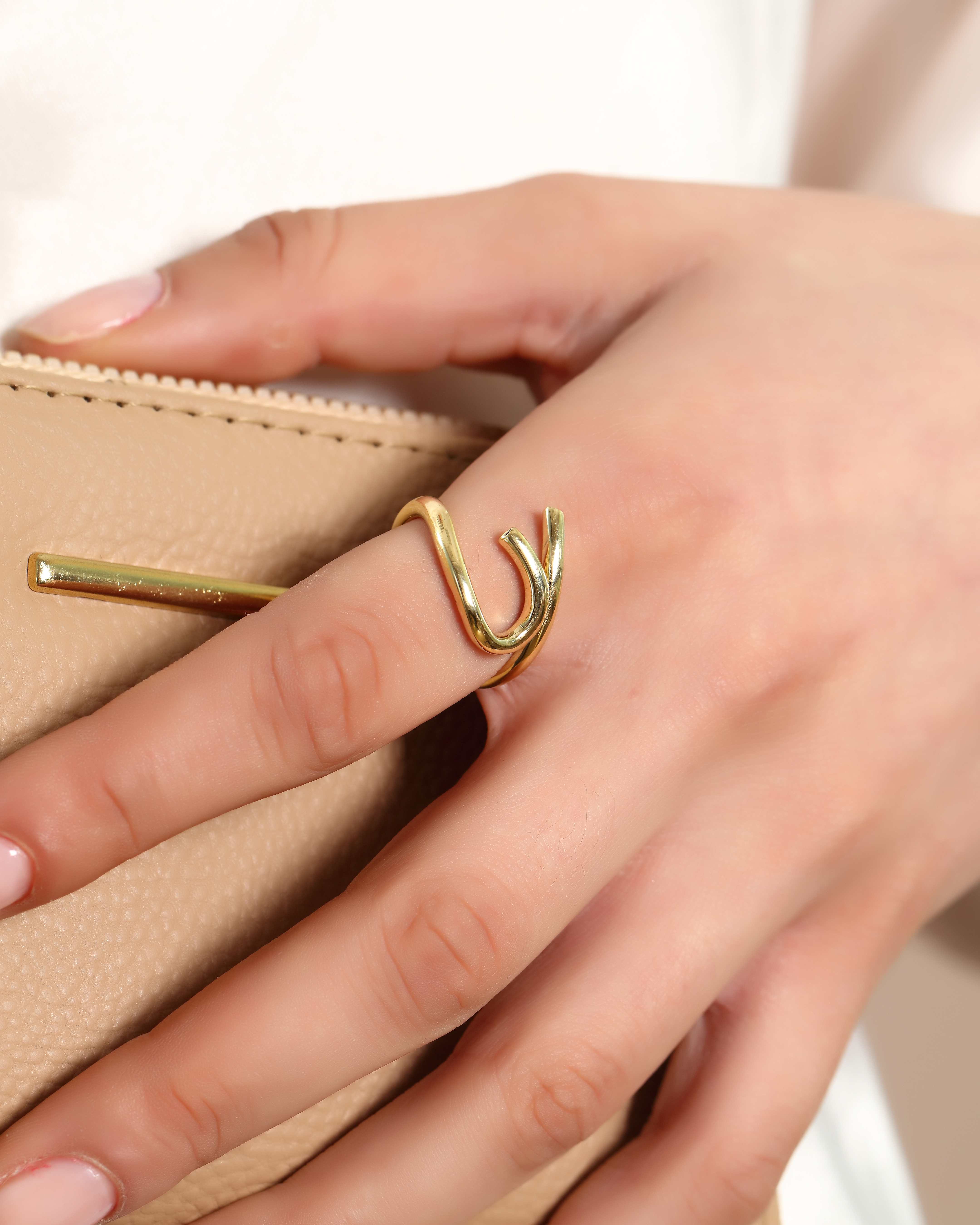 VIECLAT Solid Yellow Gold Open Swirl Wrap Ring Worn