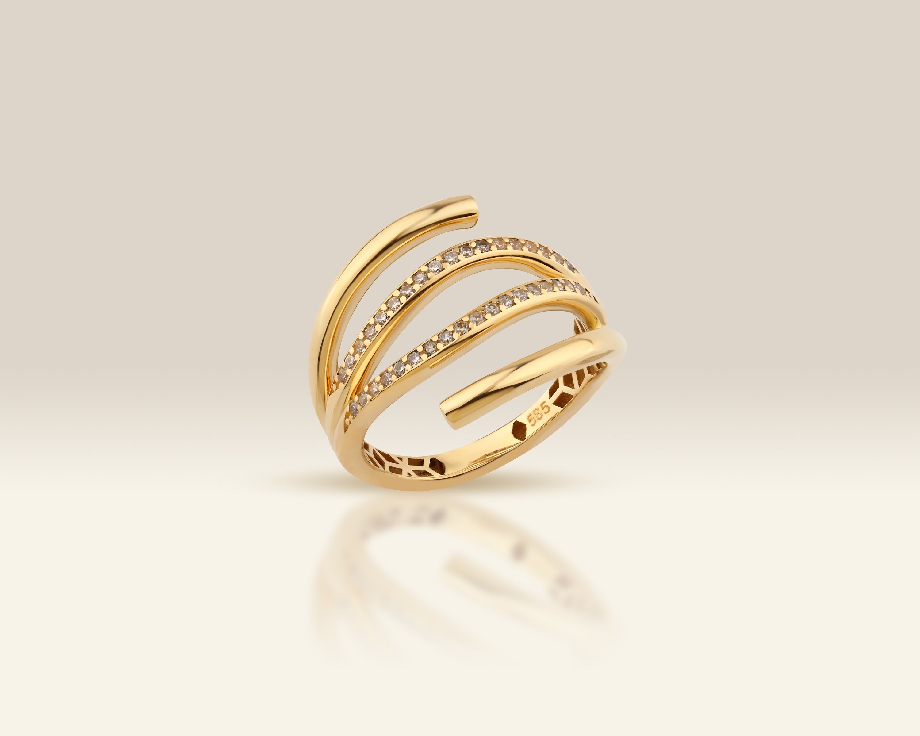 VIECLAT Solid Yellow Gold Diamond Multirow Wrap Ring